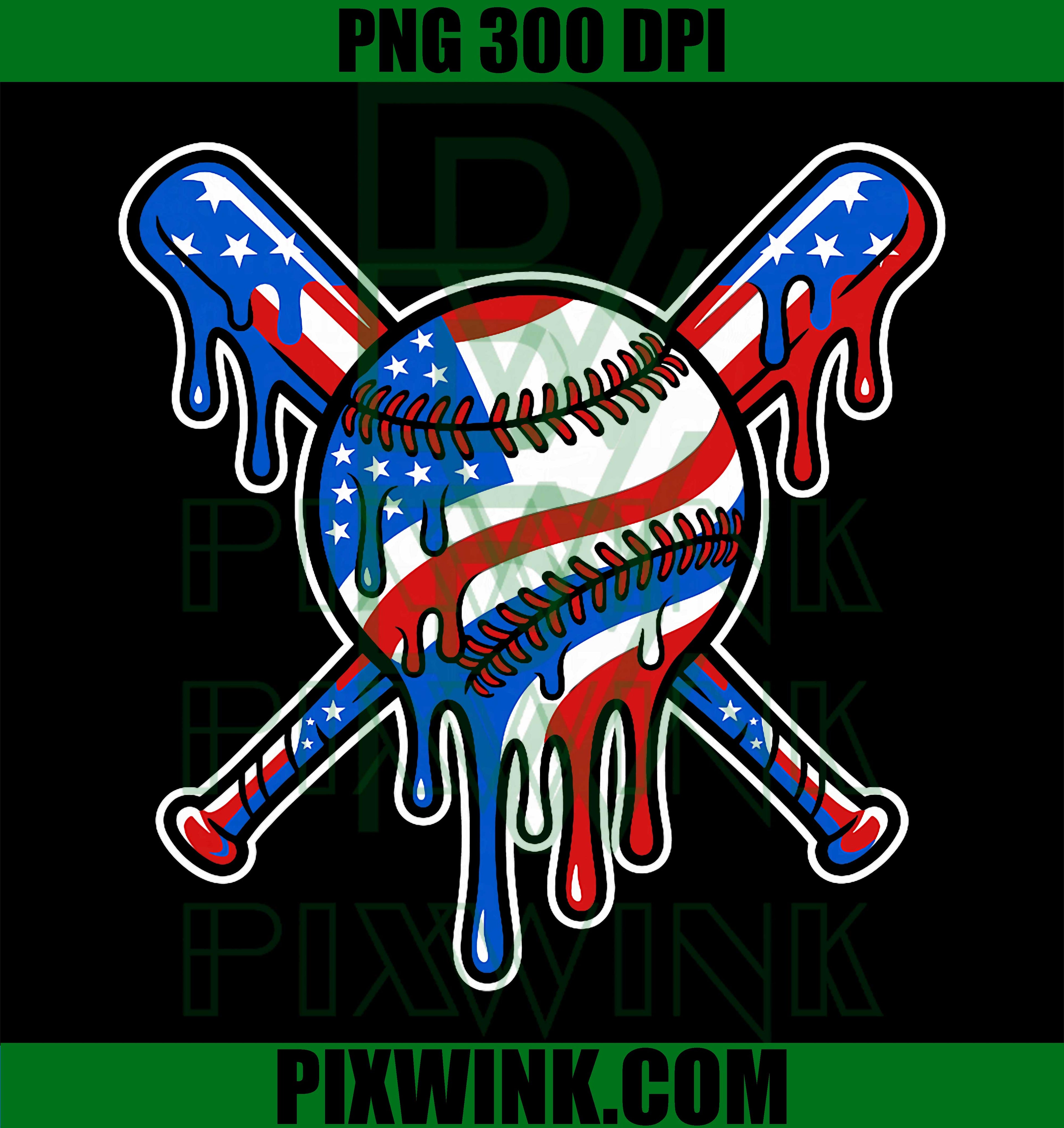 Patriotic Drip Baseball PNG, American Flag Drip Sport Lover Design PNG