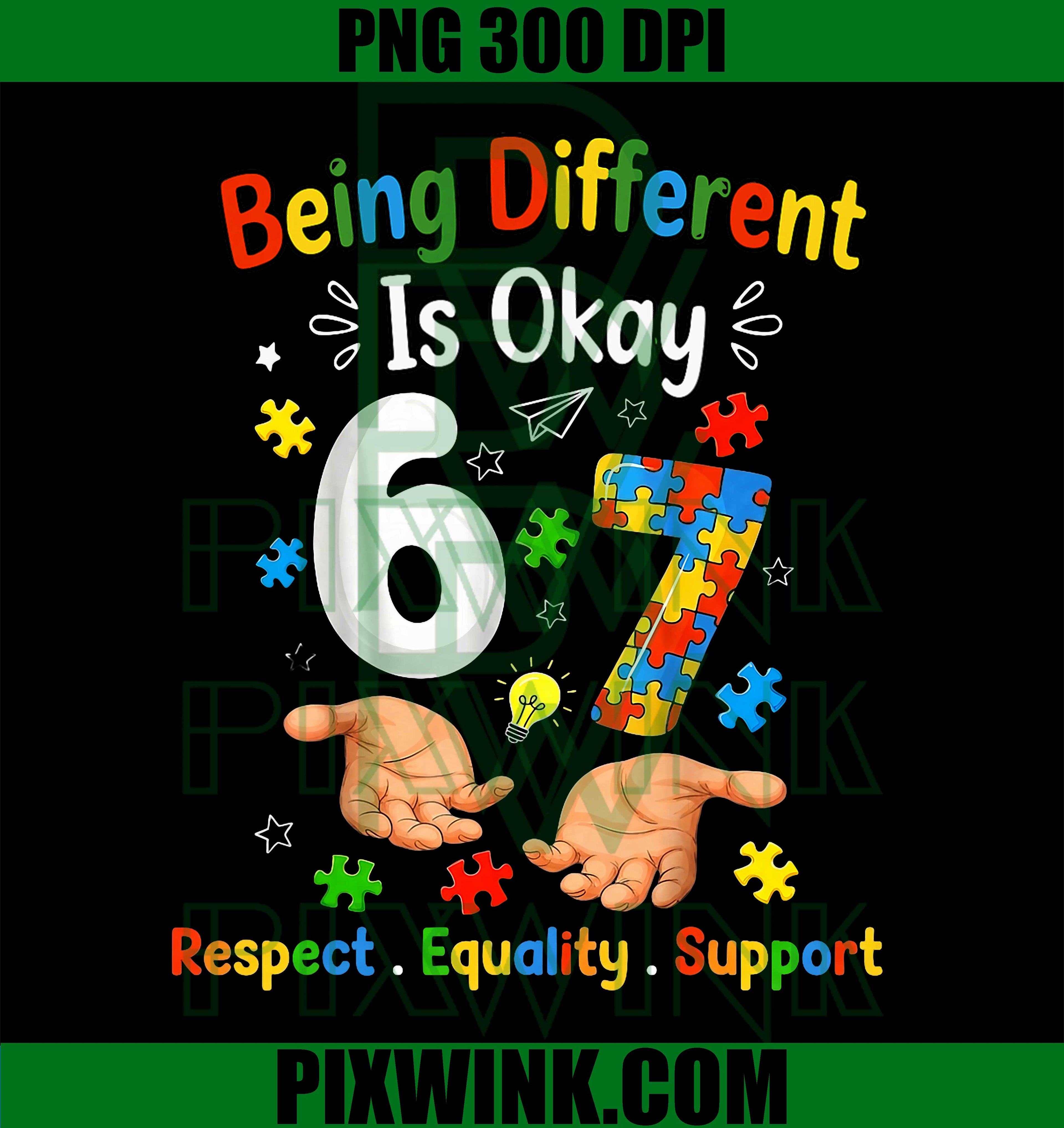 Six Seven Autism Awareness PNG, 67 Autism Support Retro Design
