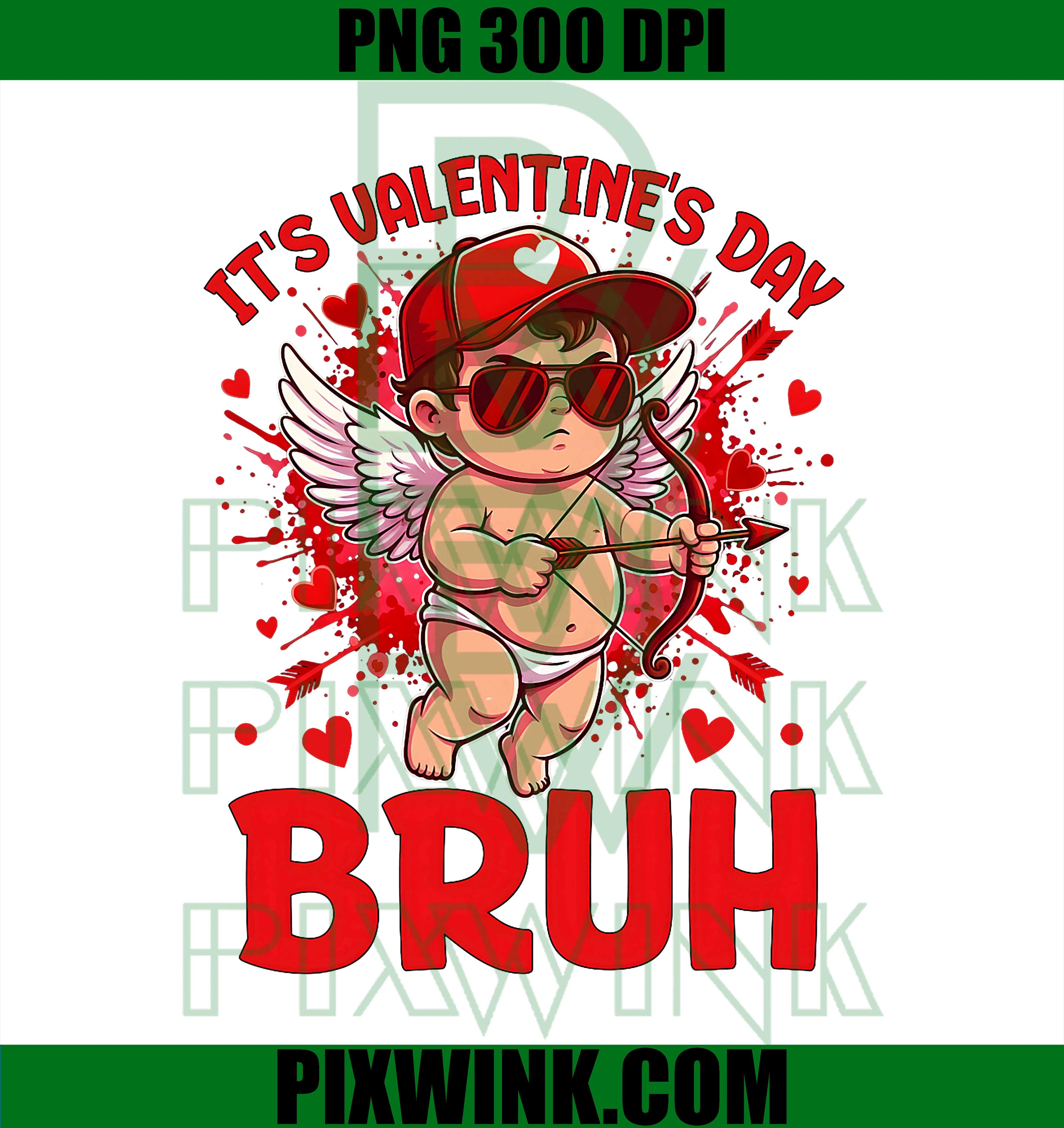 Bruh Valentines Day Boys Kids Funny Heart Valentine Cupid PNG