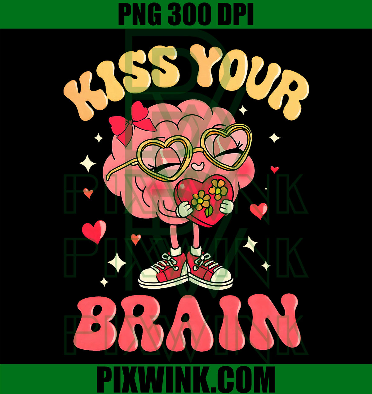 Valentine Kiss Your Brain PNG, Retro Teacher Squad Heart PNG