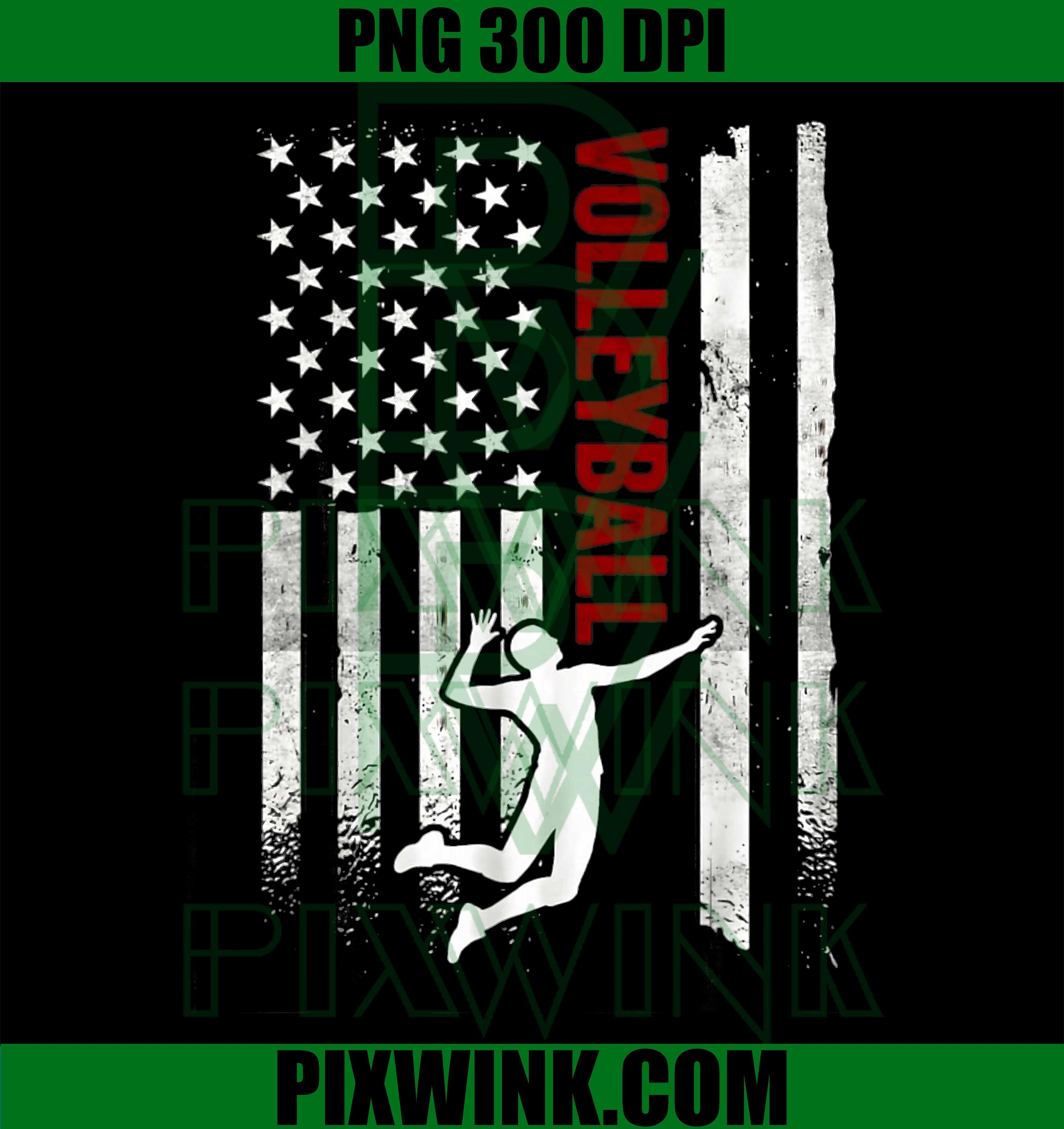 Volleyball USA Flag PNG, Patriotic Distressed Player Design PNG