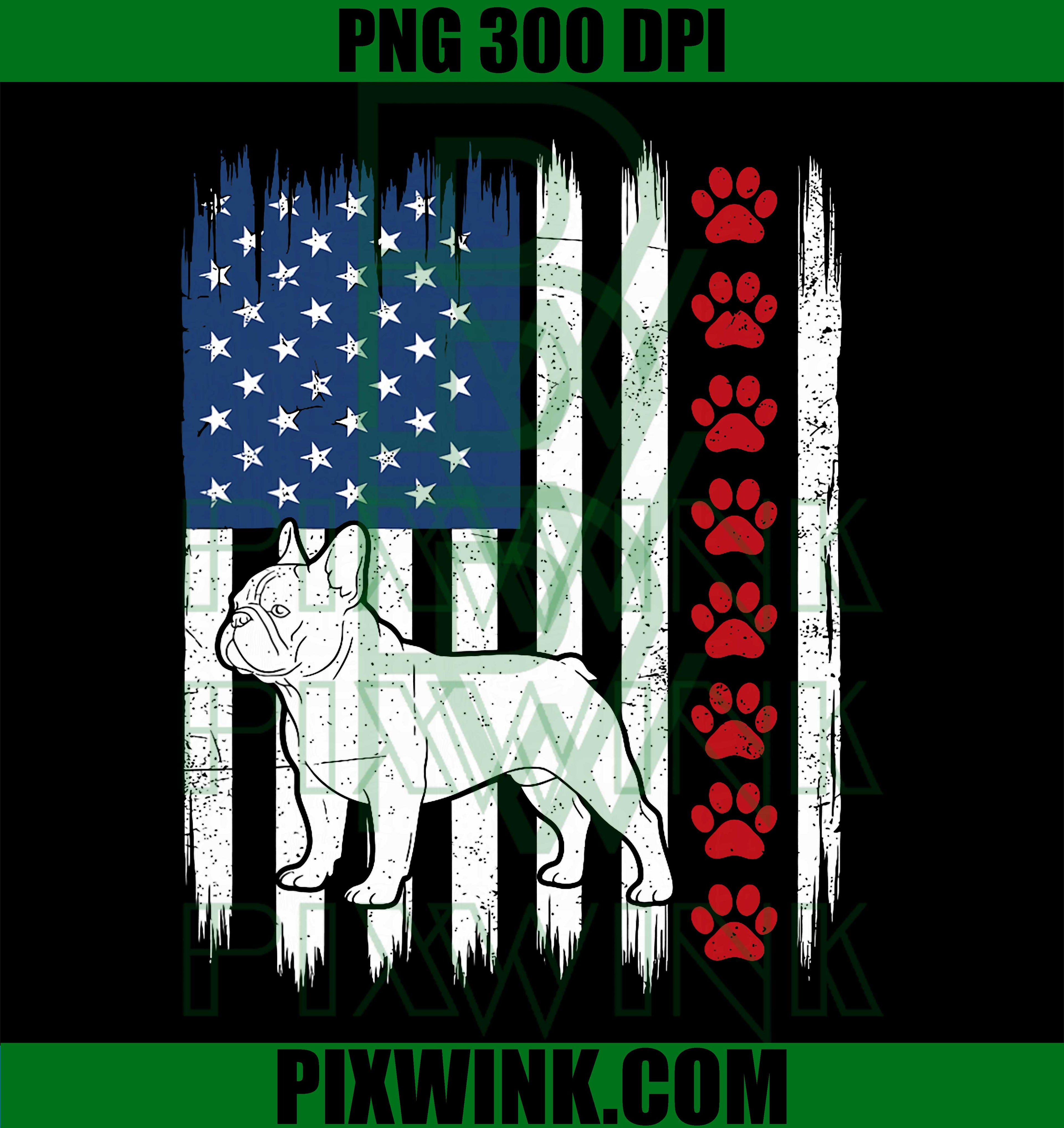 French Bulldog PNG, Patriotic Dog PNG, American Flag 4th July Design PNG