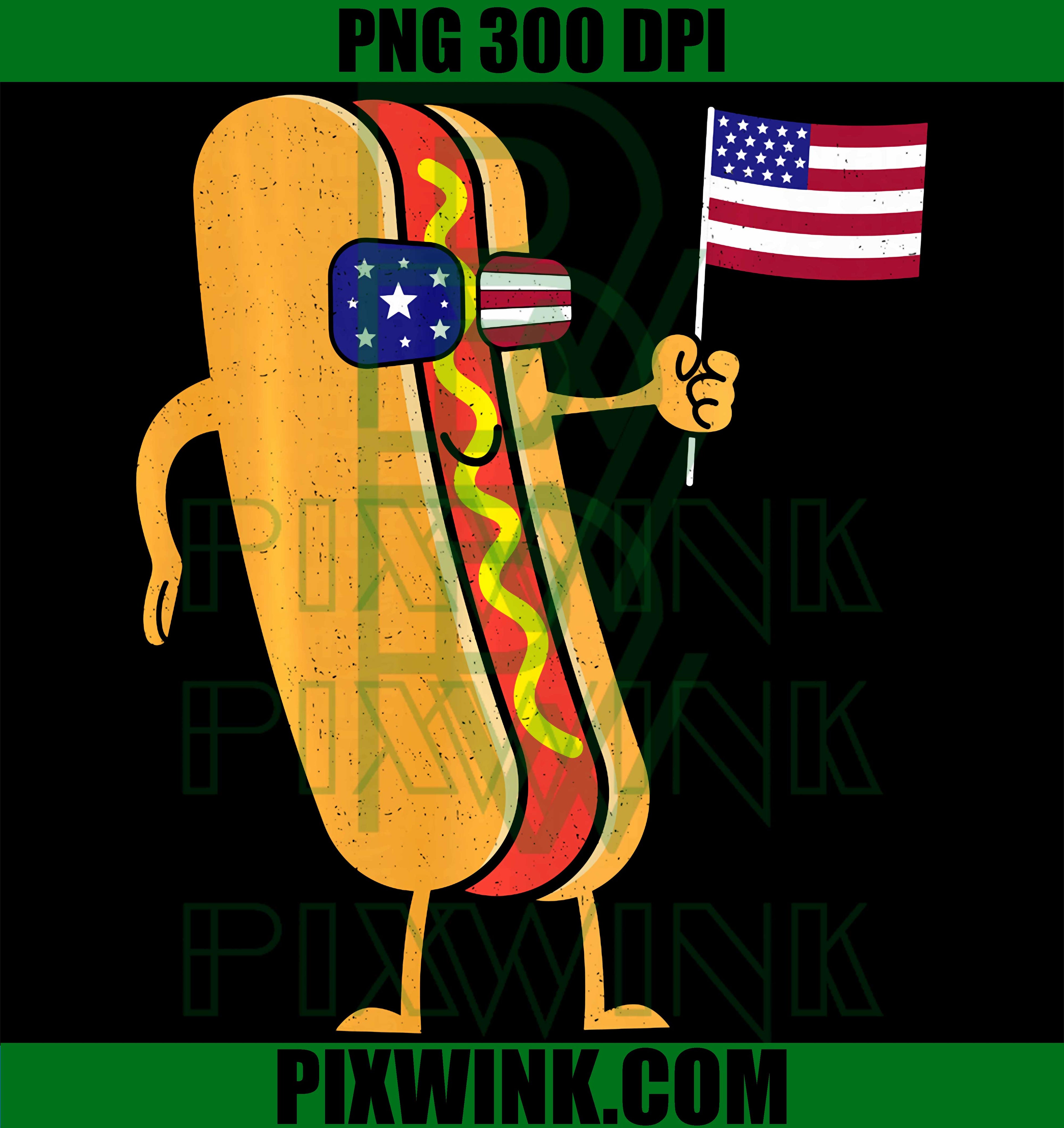 Hotdog Sunglasses USA PNG, Funny 4th July Flag PNG