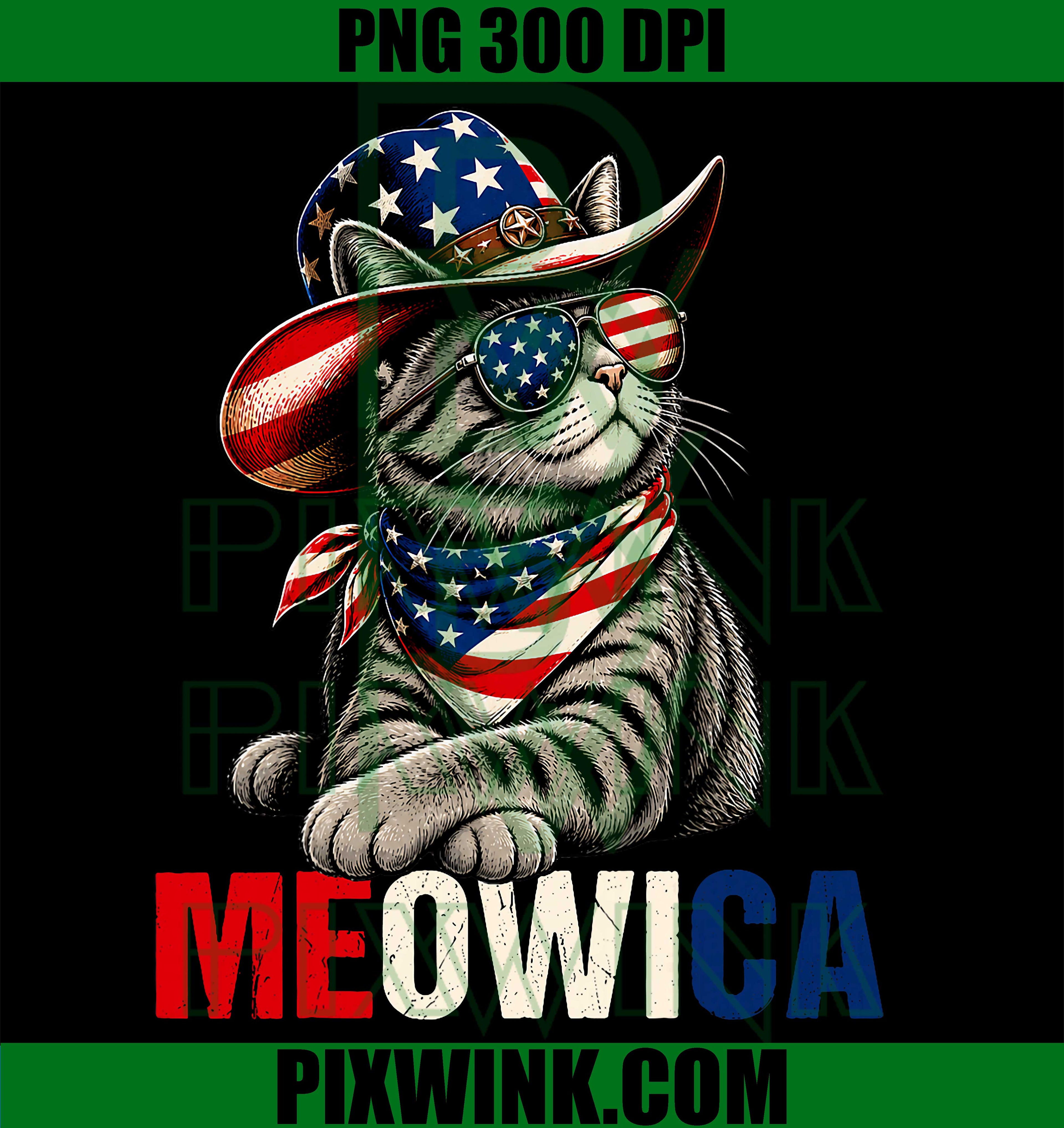 Cat Meowica PNG, Patriotic US Flag Hat Kitten PNG