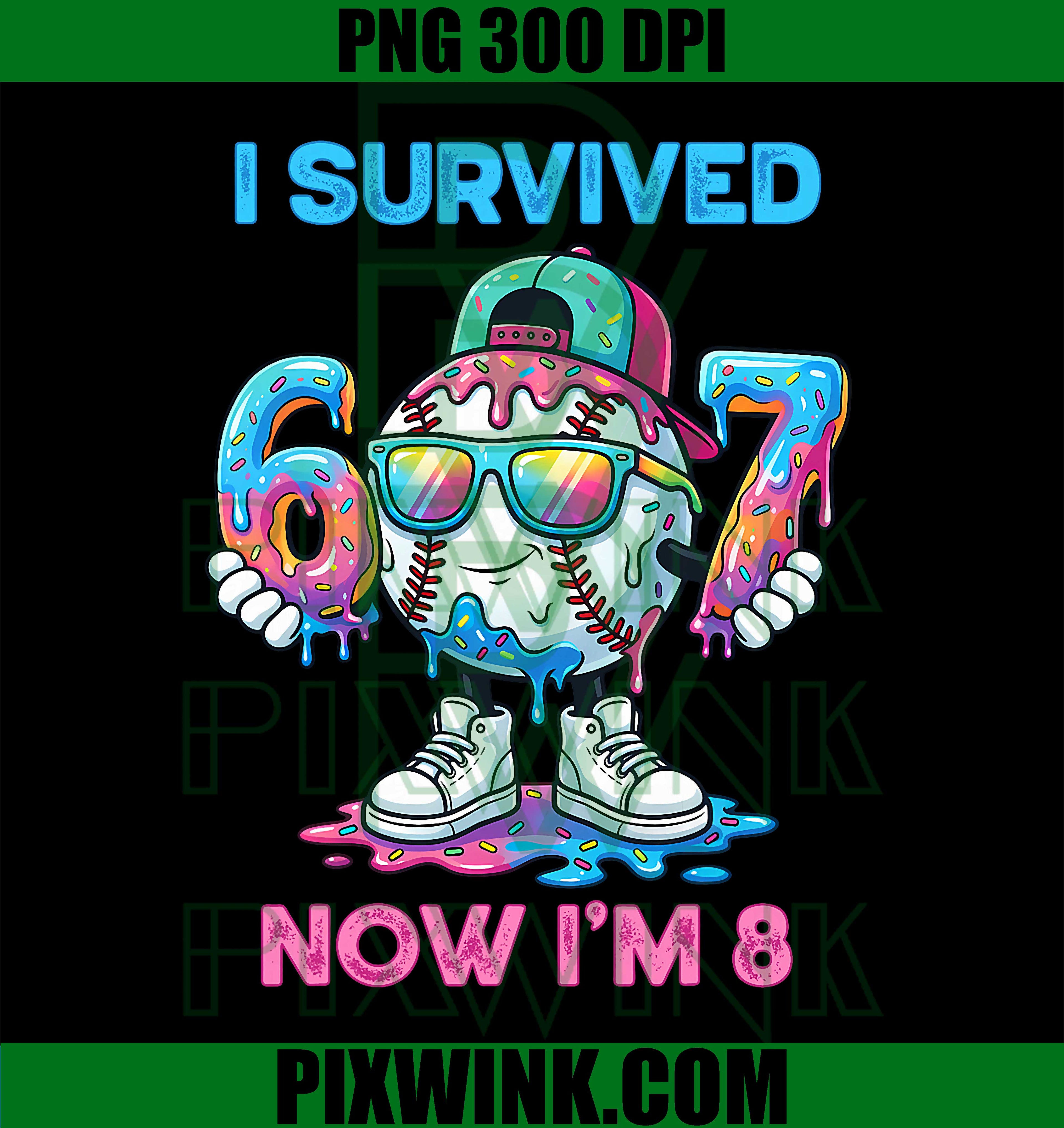 I Survived 67 PNG, 8 Years Old Baseball PNG, Kids Sports PNG