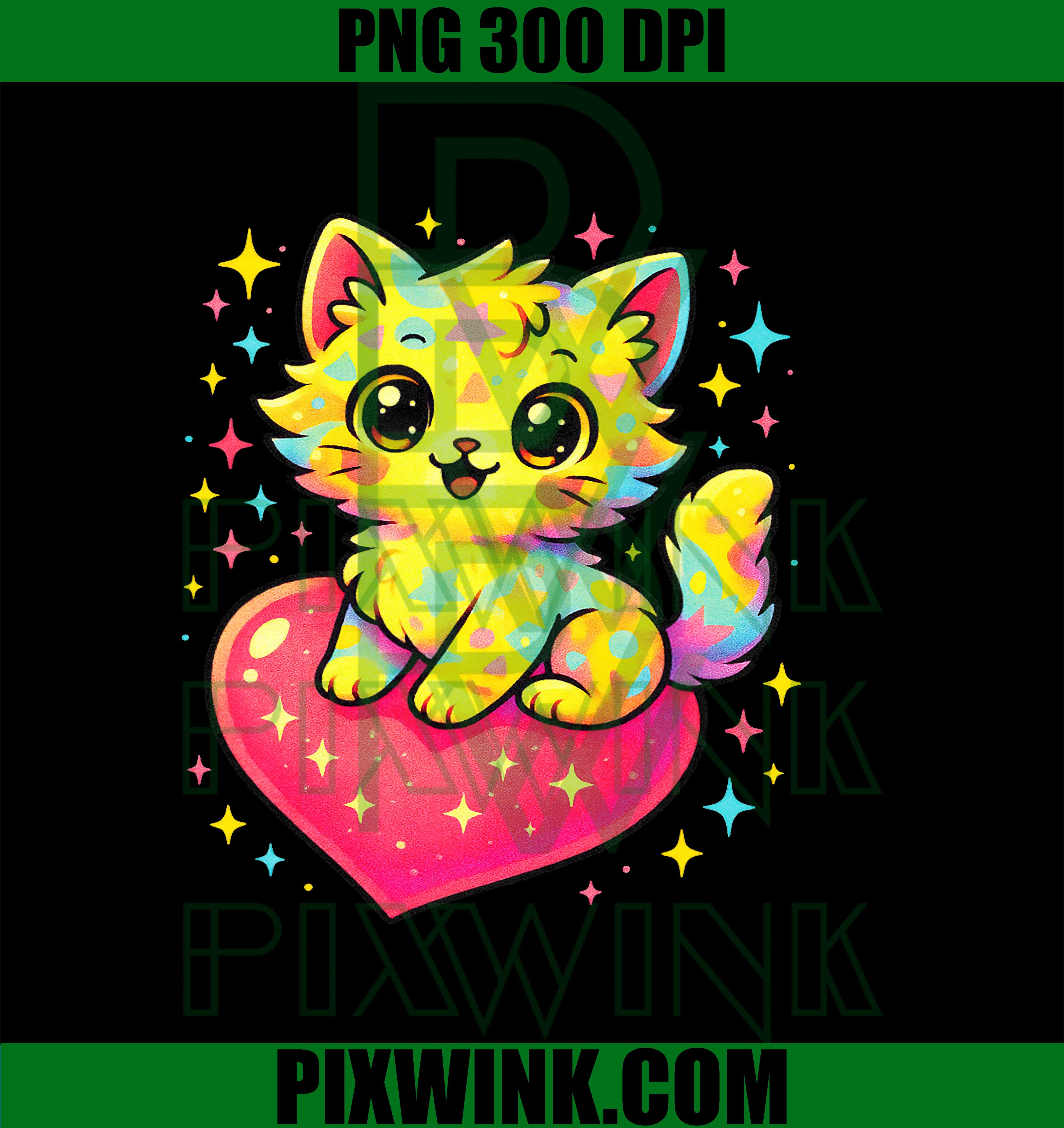 Cat on Heart PNG, Cute Valentines Kitten PNG