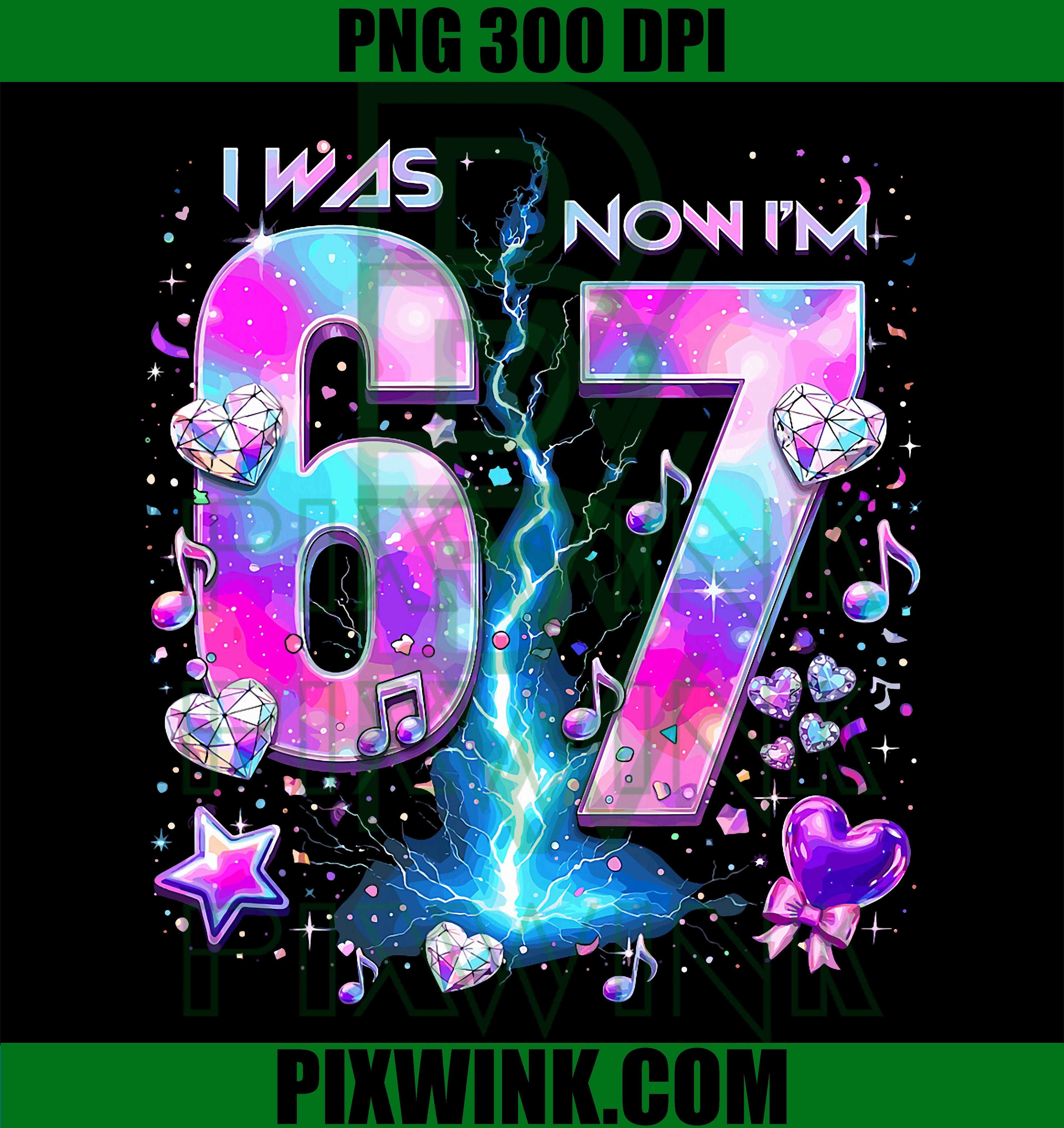 K-Pop Birthday PNG, I Was 6 Now I’m 7 PNG Korean Music Birthday Design