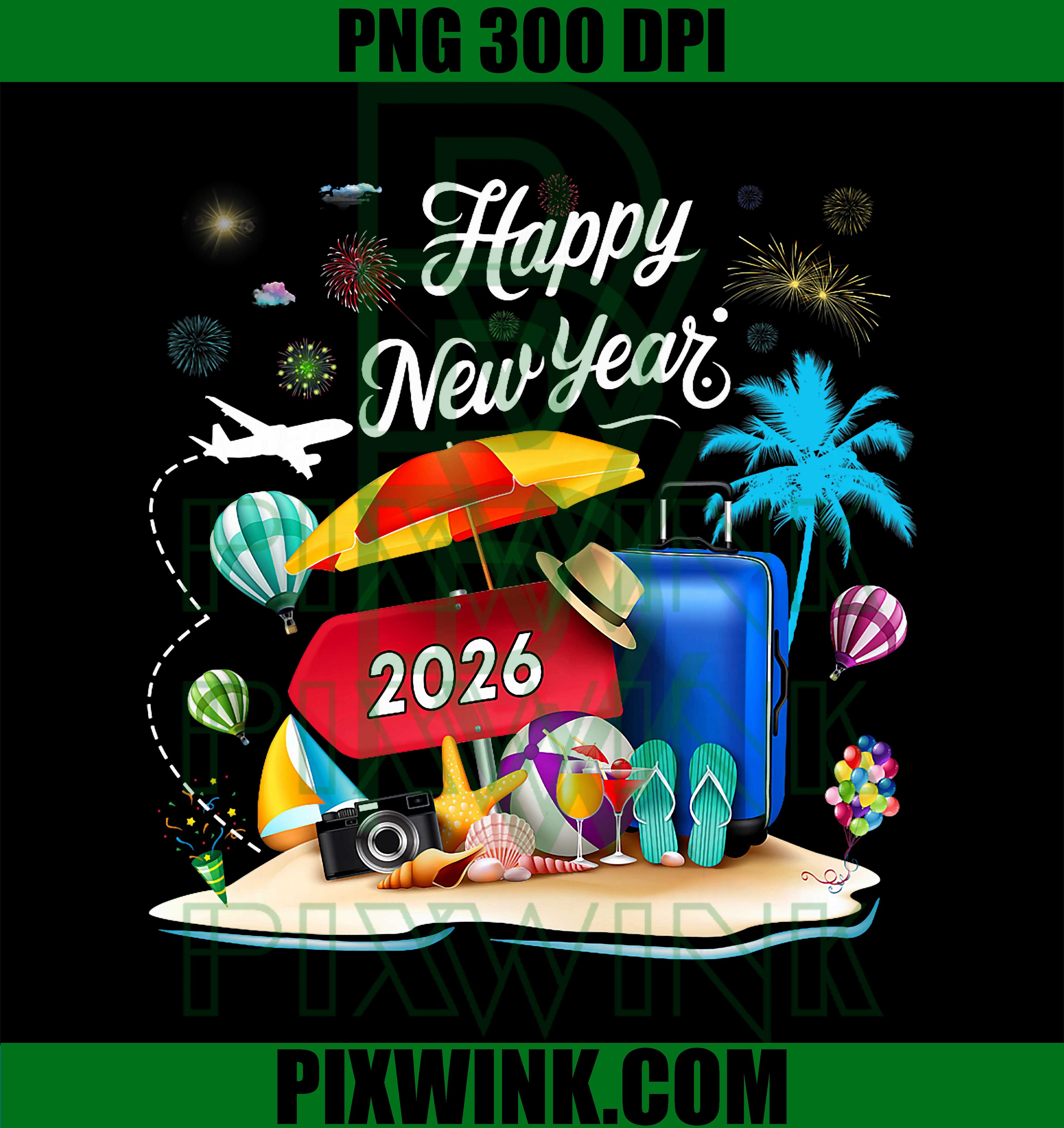 Happy New Year Party 2026 Family Matching Custom Vacation PNG