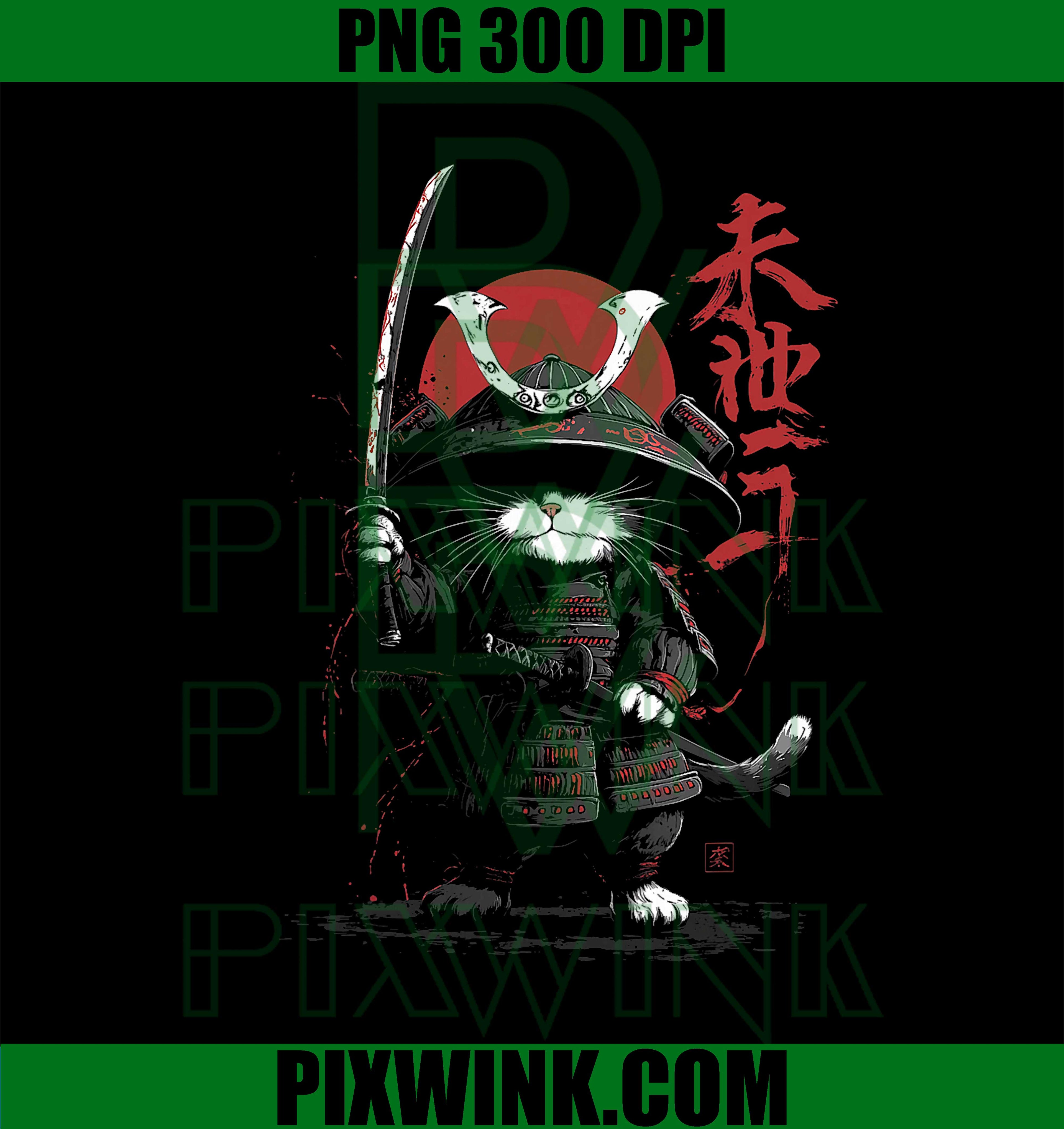 Cat Samurai Funny Cute PNG, Kawaii Japanese Animal PNG