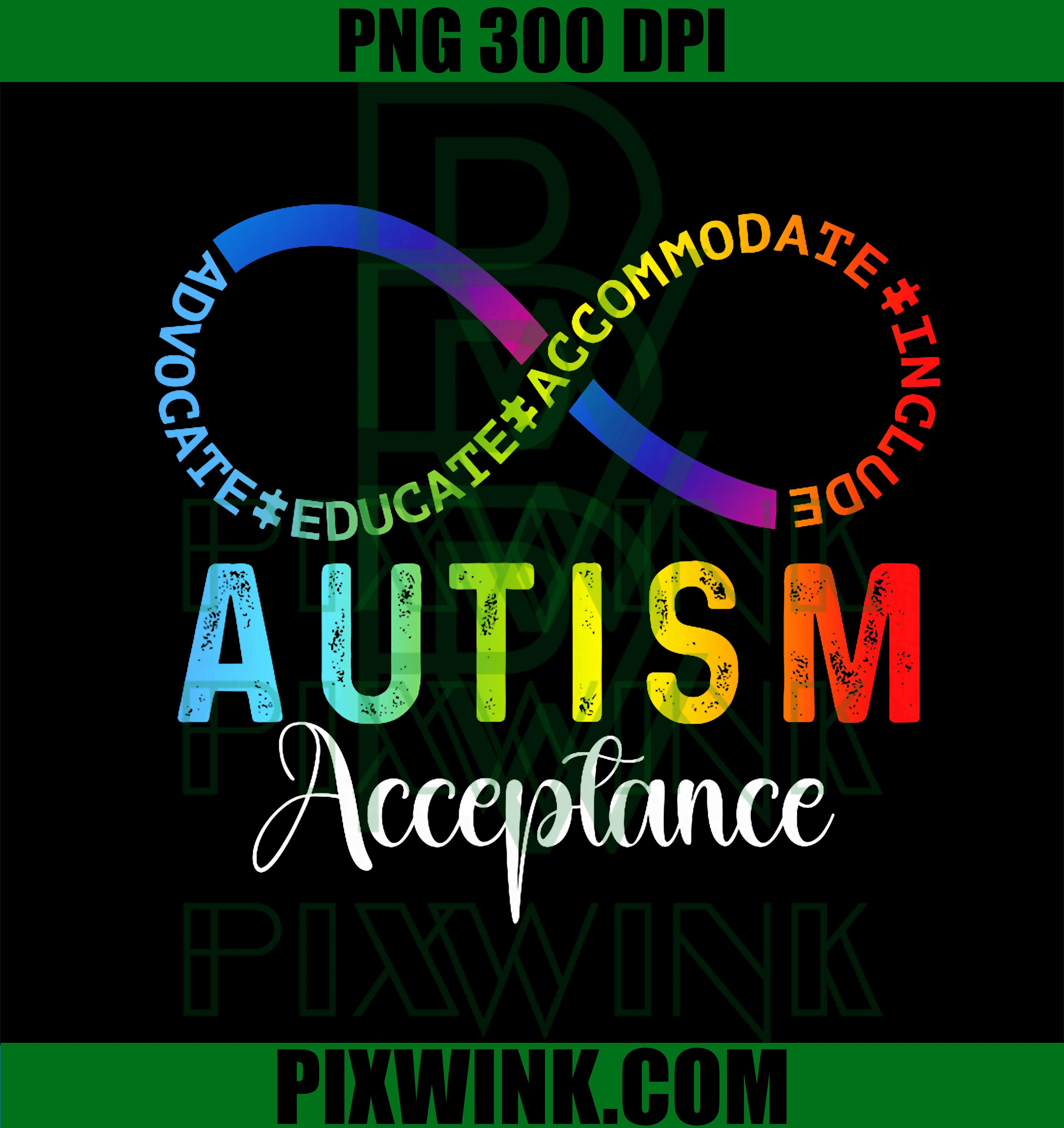 Autism Acceptance Infinity PNG, Rainbow Autism Awareness Symbol Graphic PNG