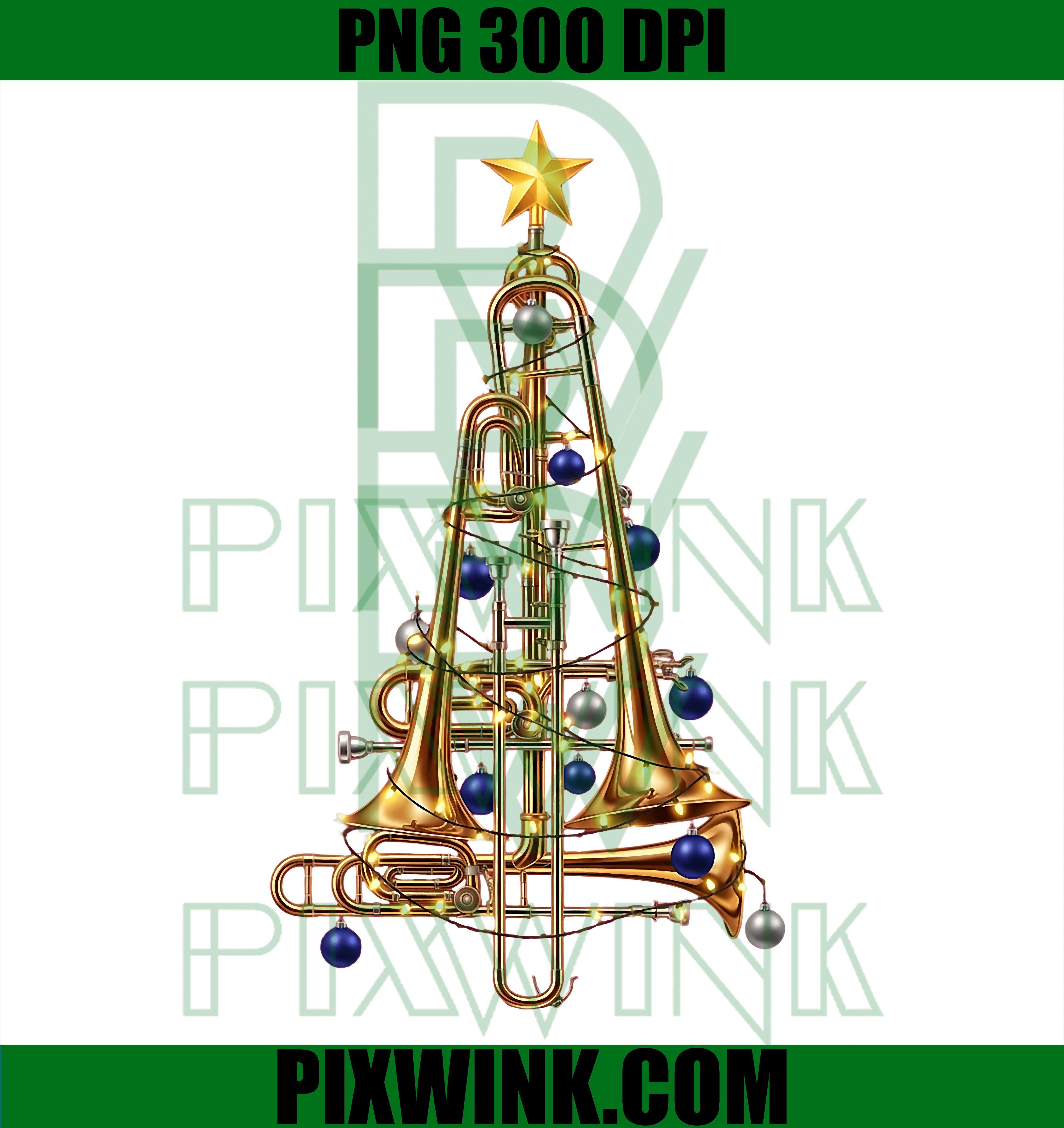 Funny Trombone Player Boys Men Xmas Lights Tree Christmas PNG