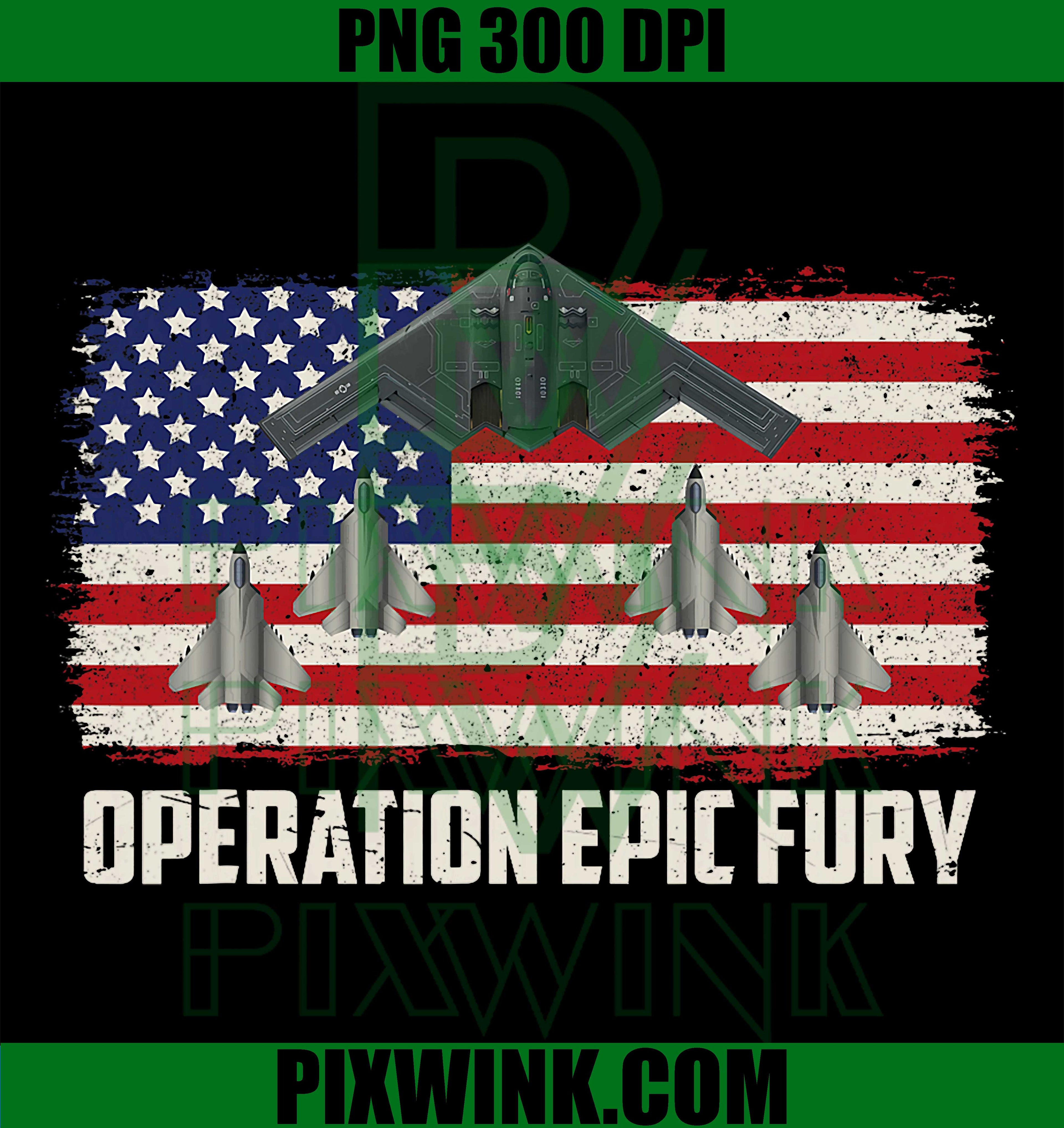 Operation Epic Fury American Flag PNG, Patriotic Military Style Graphic Design PNG