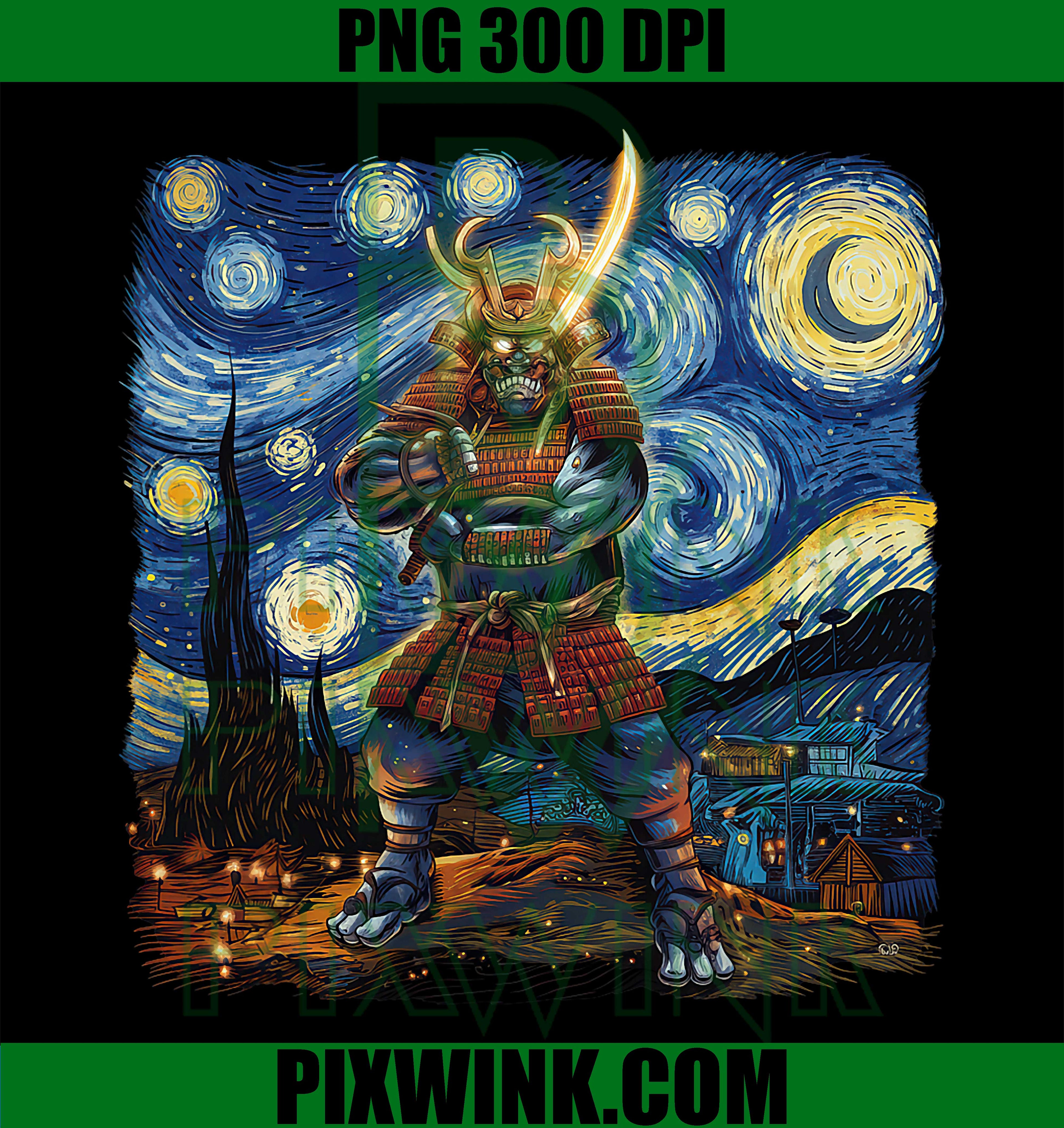 Kaiju, Japanese Monster Van Gogh Starry Night Vintage PNG