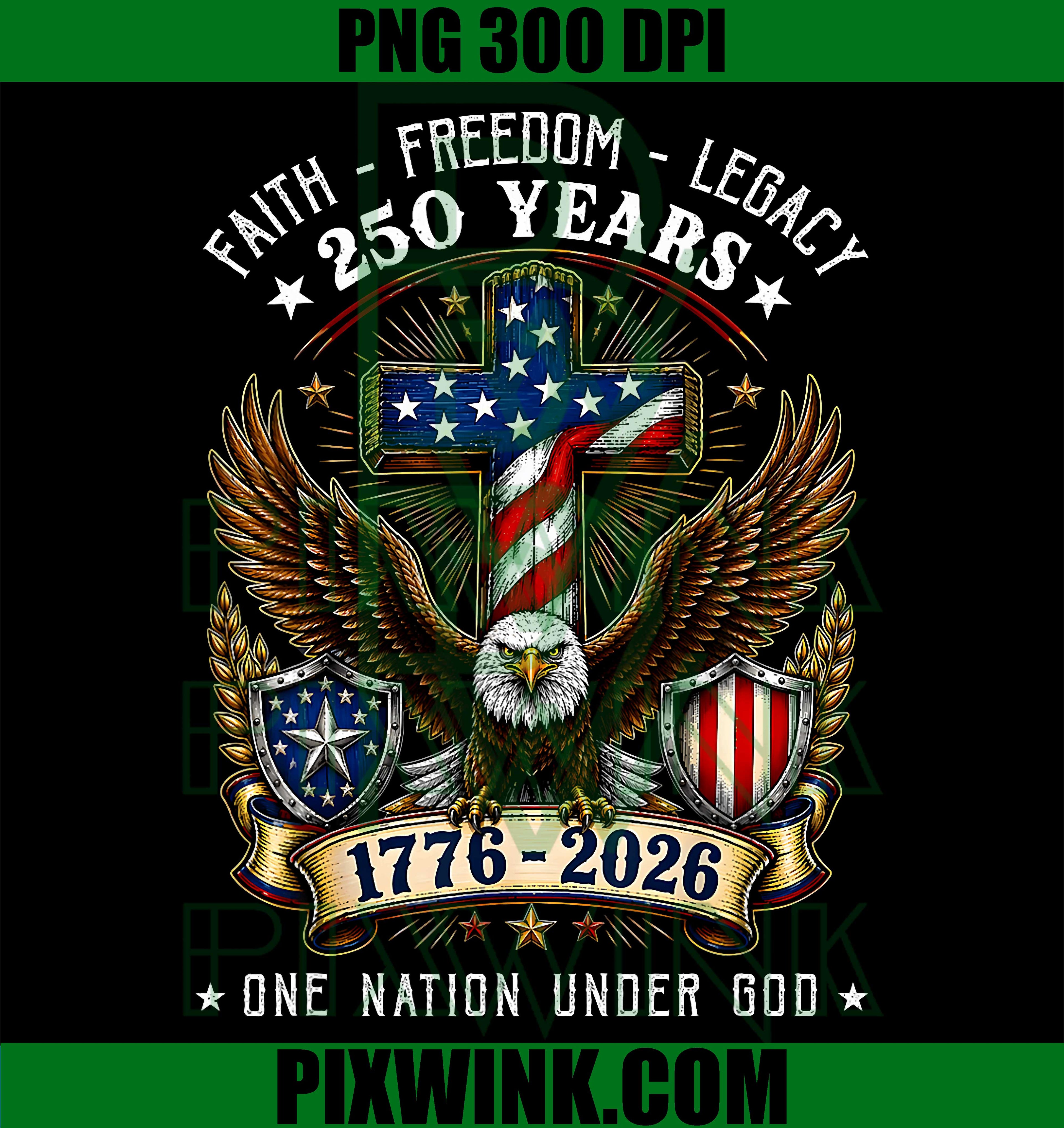 Faith Freedom Legacy PNG, Eagle 250th Anniversary USA PNG