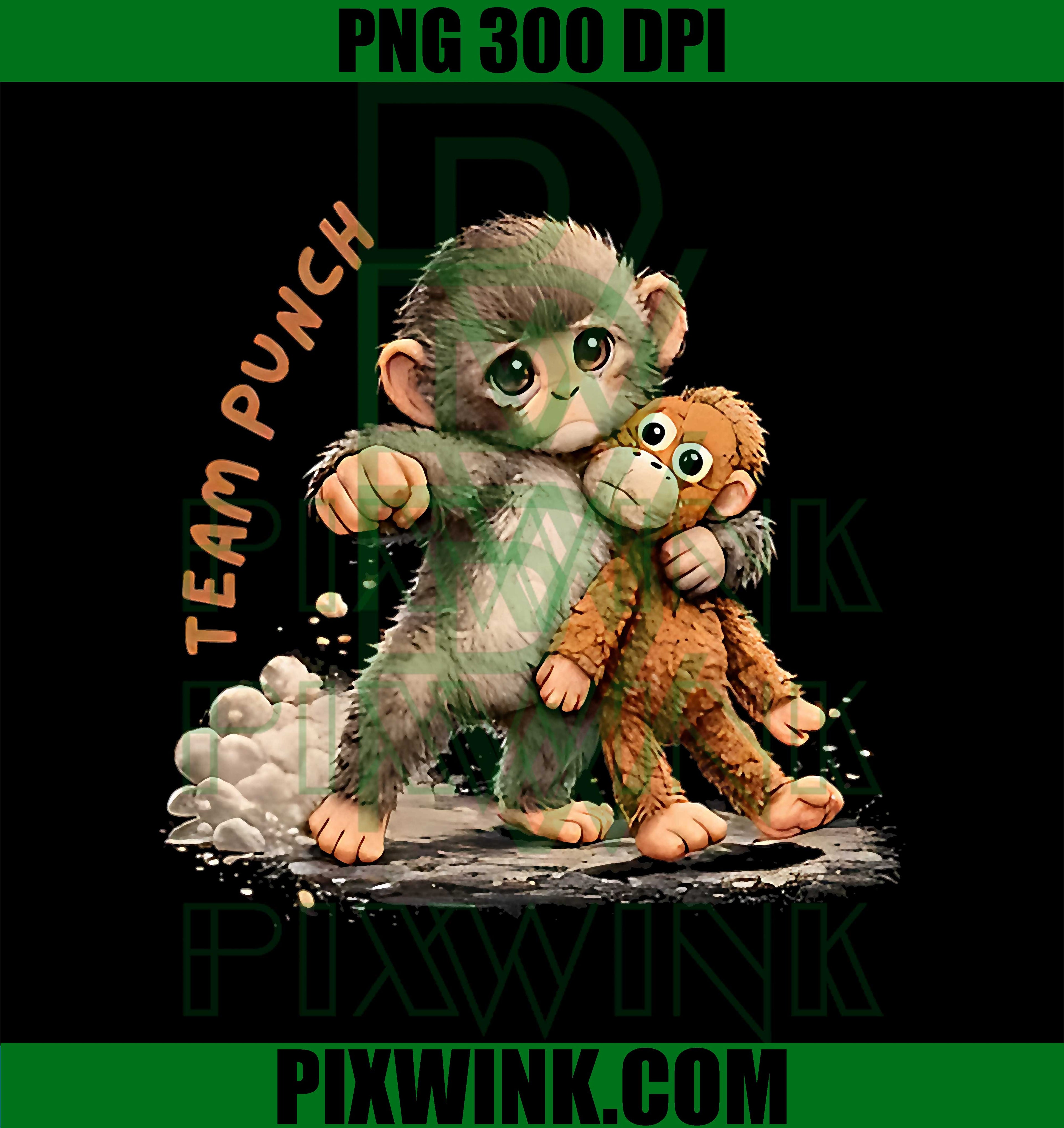 Team Punch Baby Monkey PNG, Cute Punch Monkey PNG, Funny Monkey Meme PNG