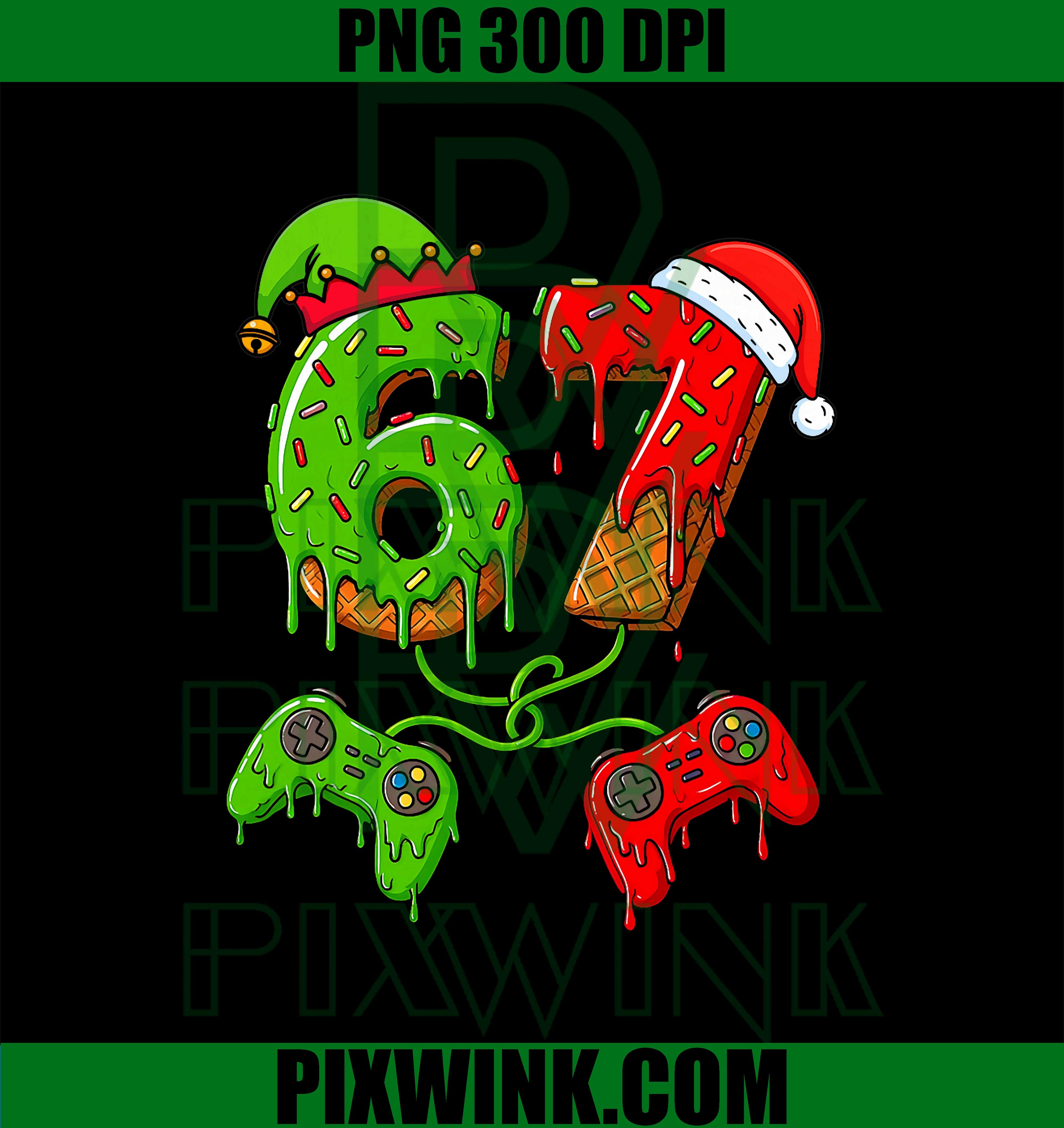 67 Ice Cream Drip Meme Gamer Six Seven Christmas PNG