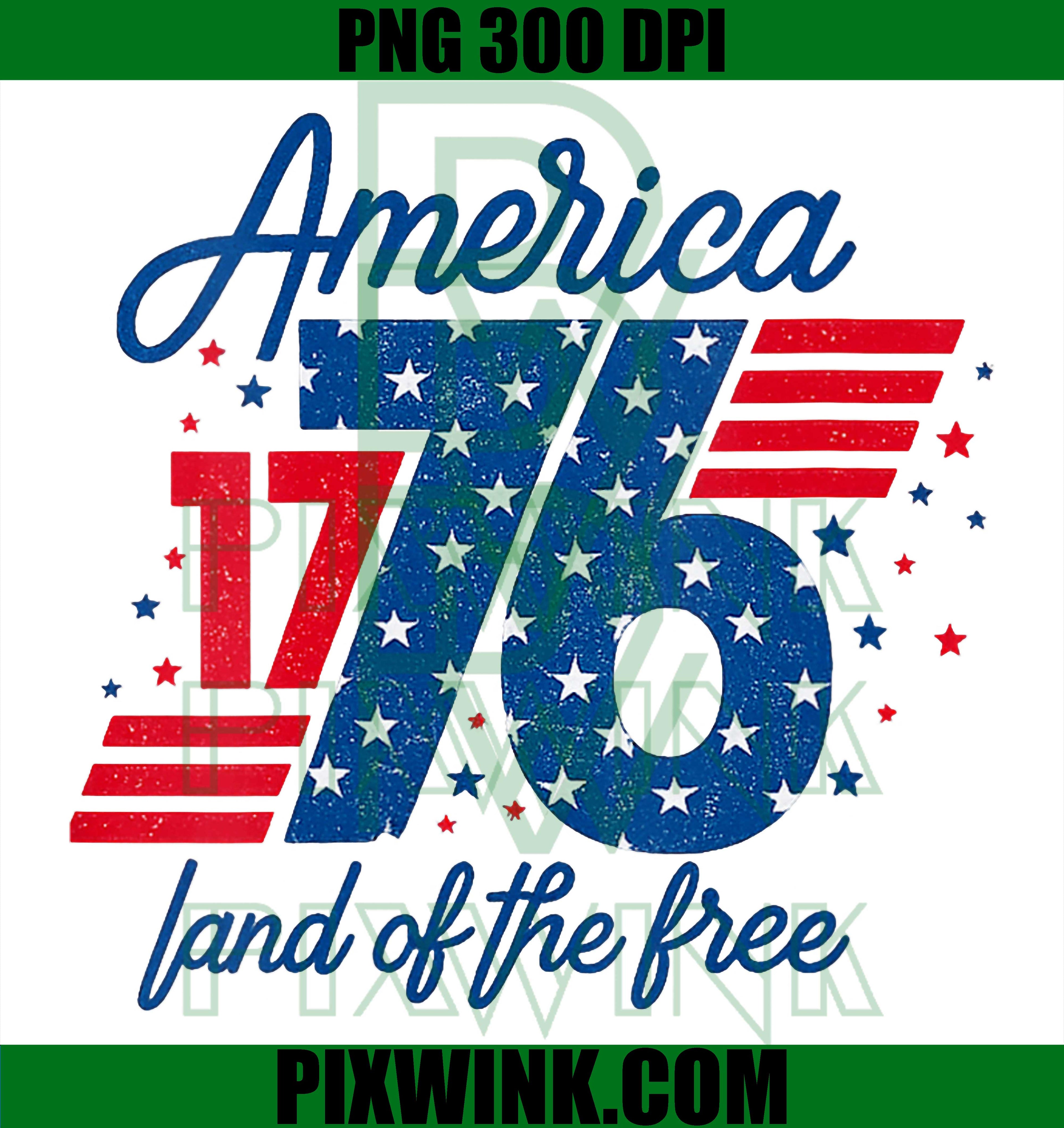 Vintage America 1776 PNG, Land of Free PNG 4th July