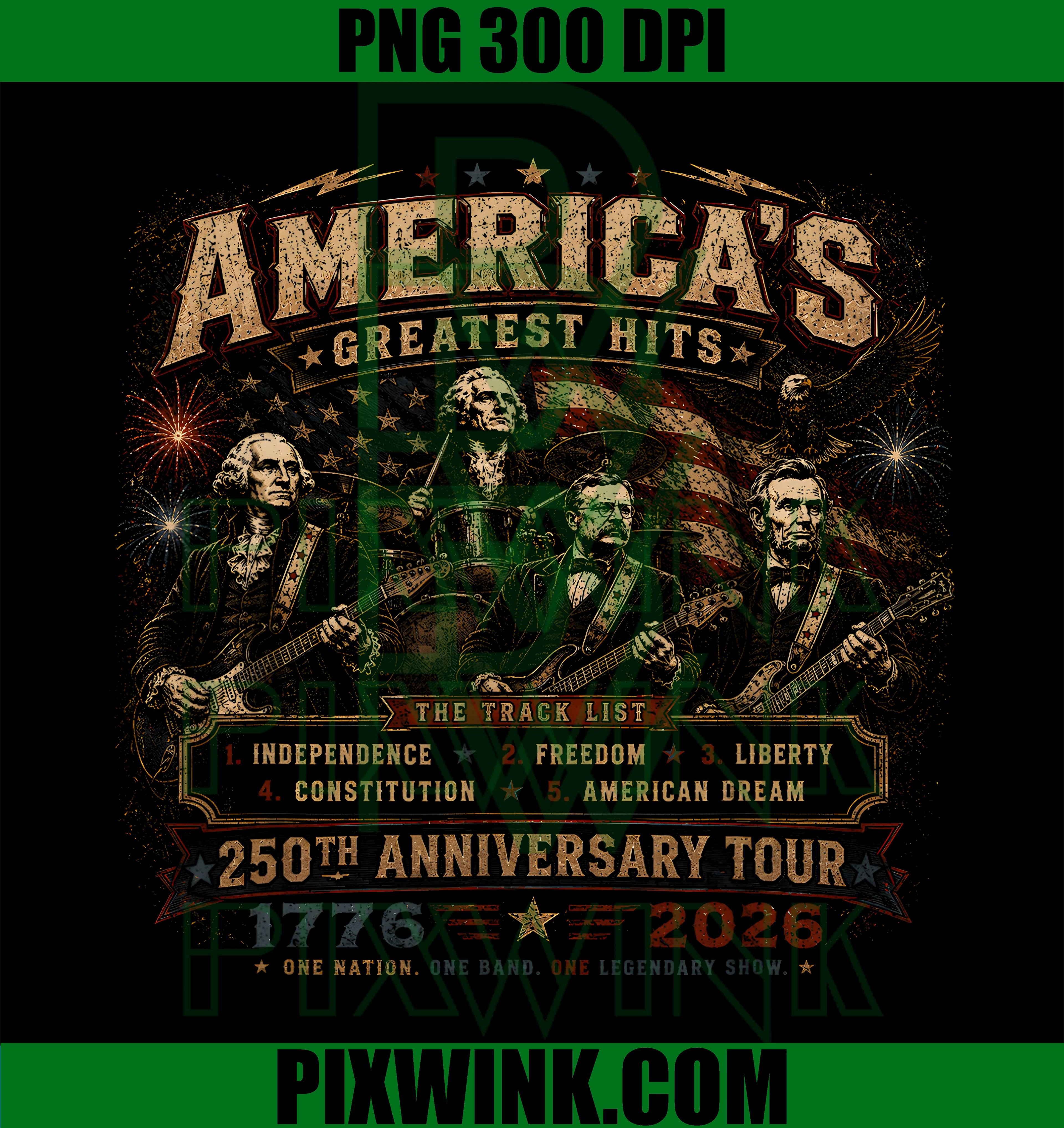 America Hit 250 Tour PNG, Rockstar Patriotic PNG, 250th Anniversary USA PNG