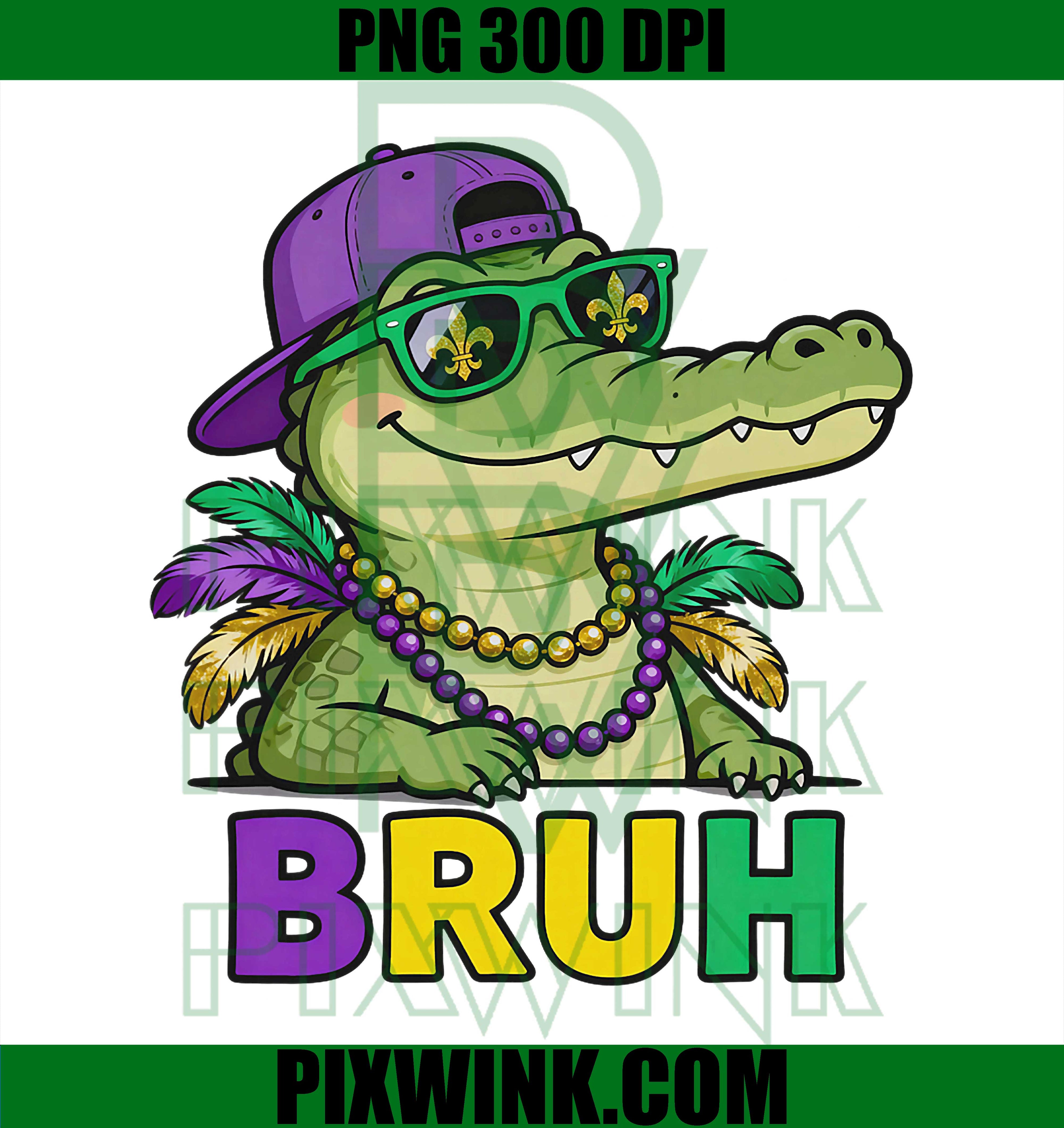 Bruh Mardi Gras Alligator Mardigator Beads Carnival Parade PNG