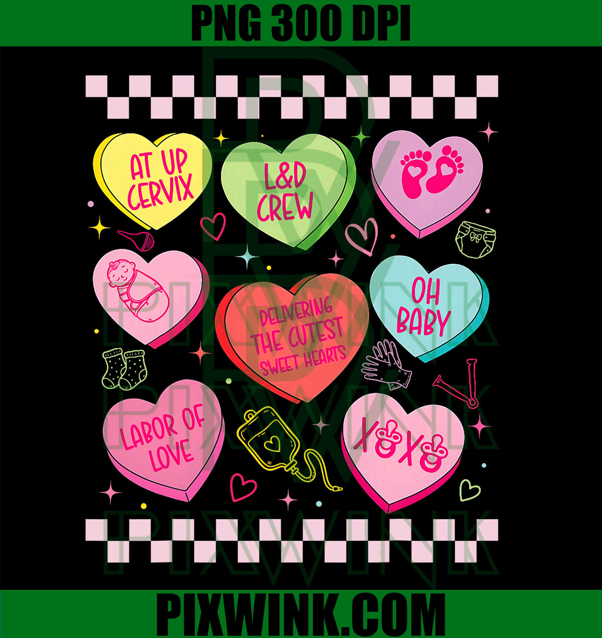 Valentine Labor and Delivery Nurse Sweethearts RN L&D PNG
