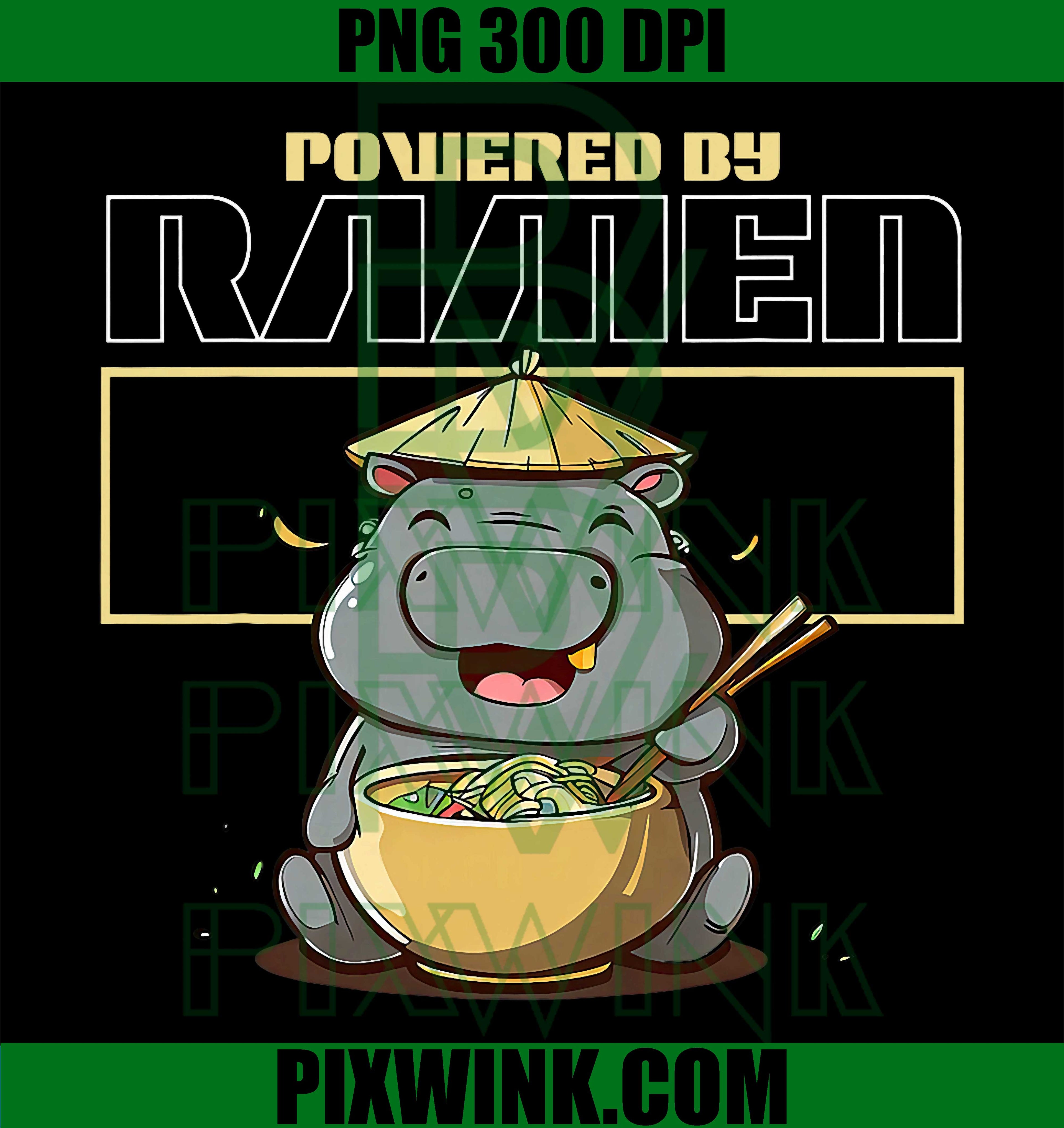 Powered By Ramen PNG, Cute Ramen Hippo Meme PNG