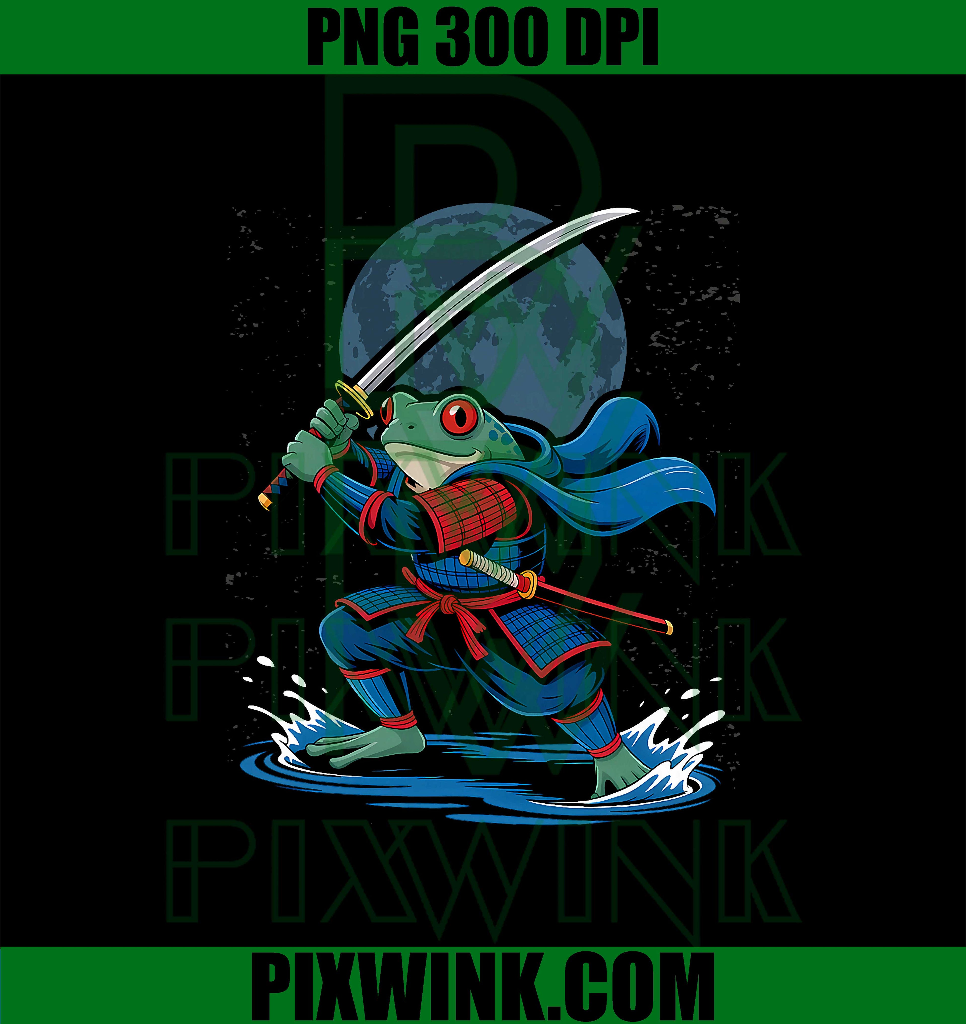 Japanese Samurai Frog Warrior Ninja Vintage PNG