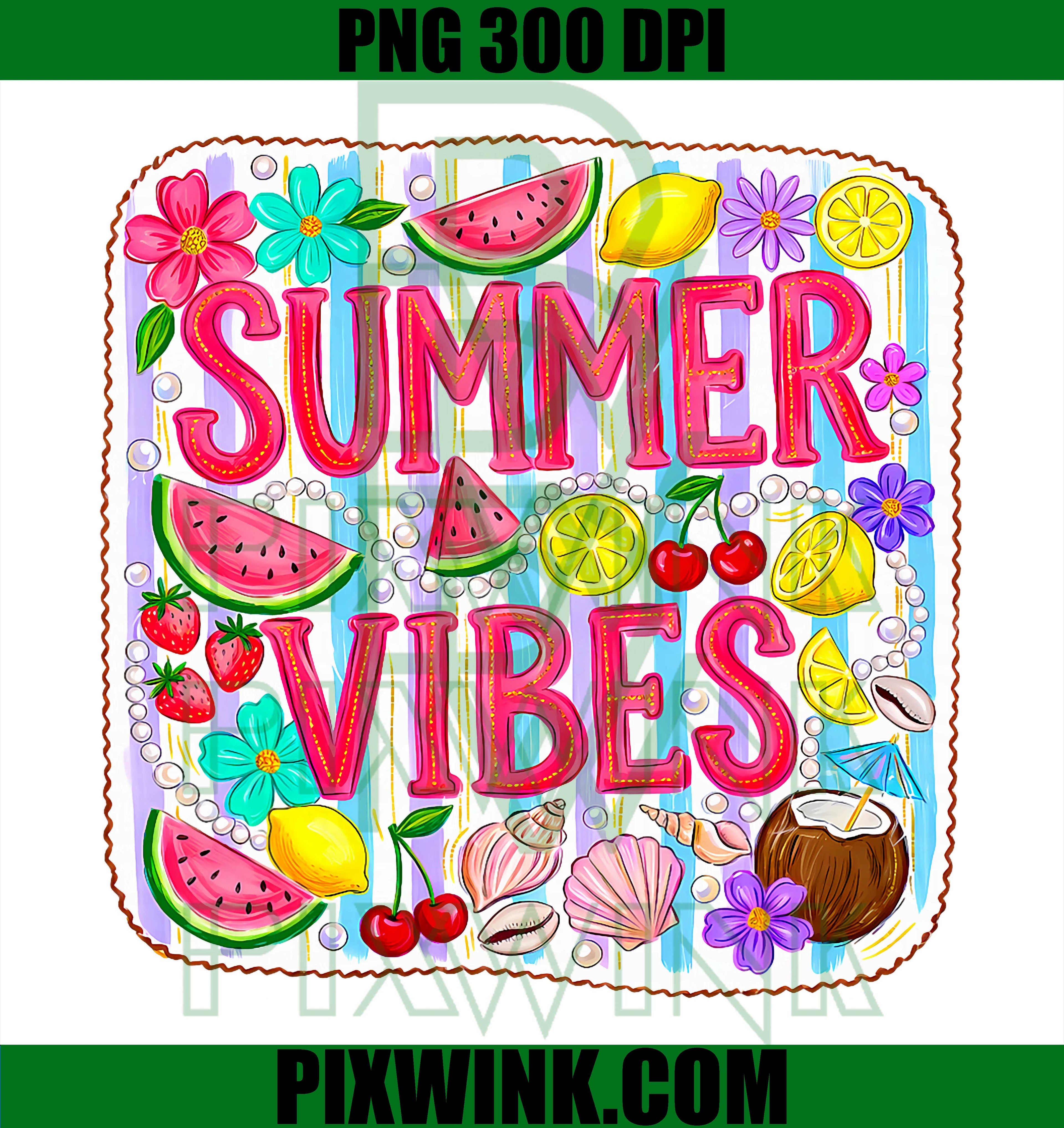 Preppy Summer Beach PNG, Hello Summer Vacation Vibes PNG