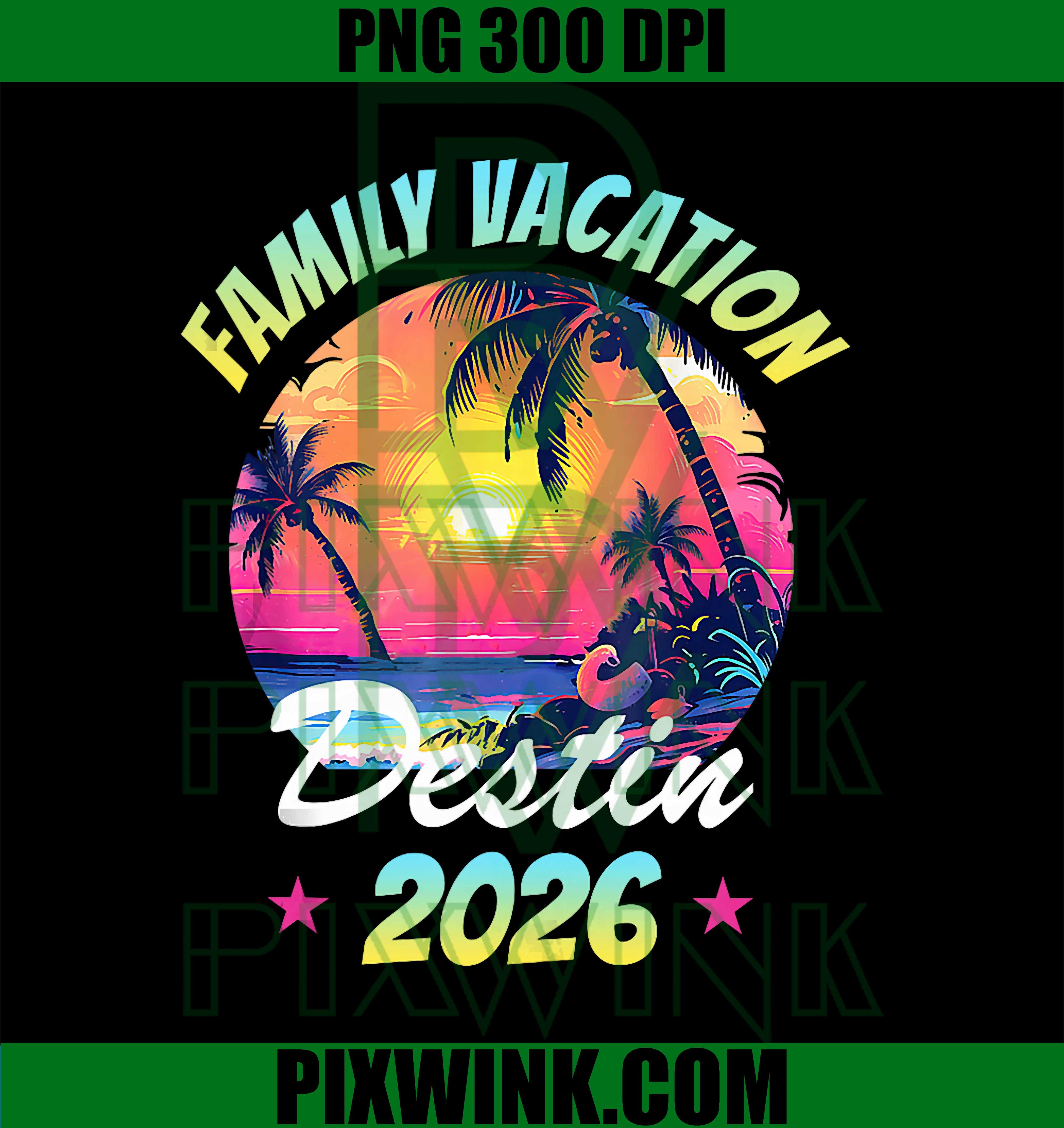 Destin 2026 Family Vacation, Retro Beach Sunshine PNG