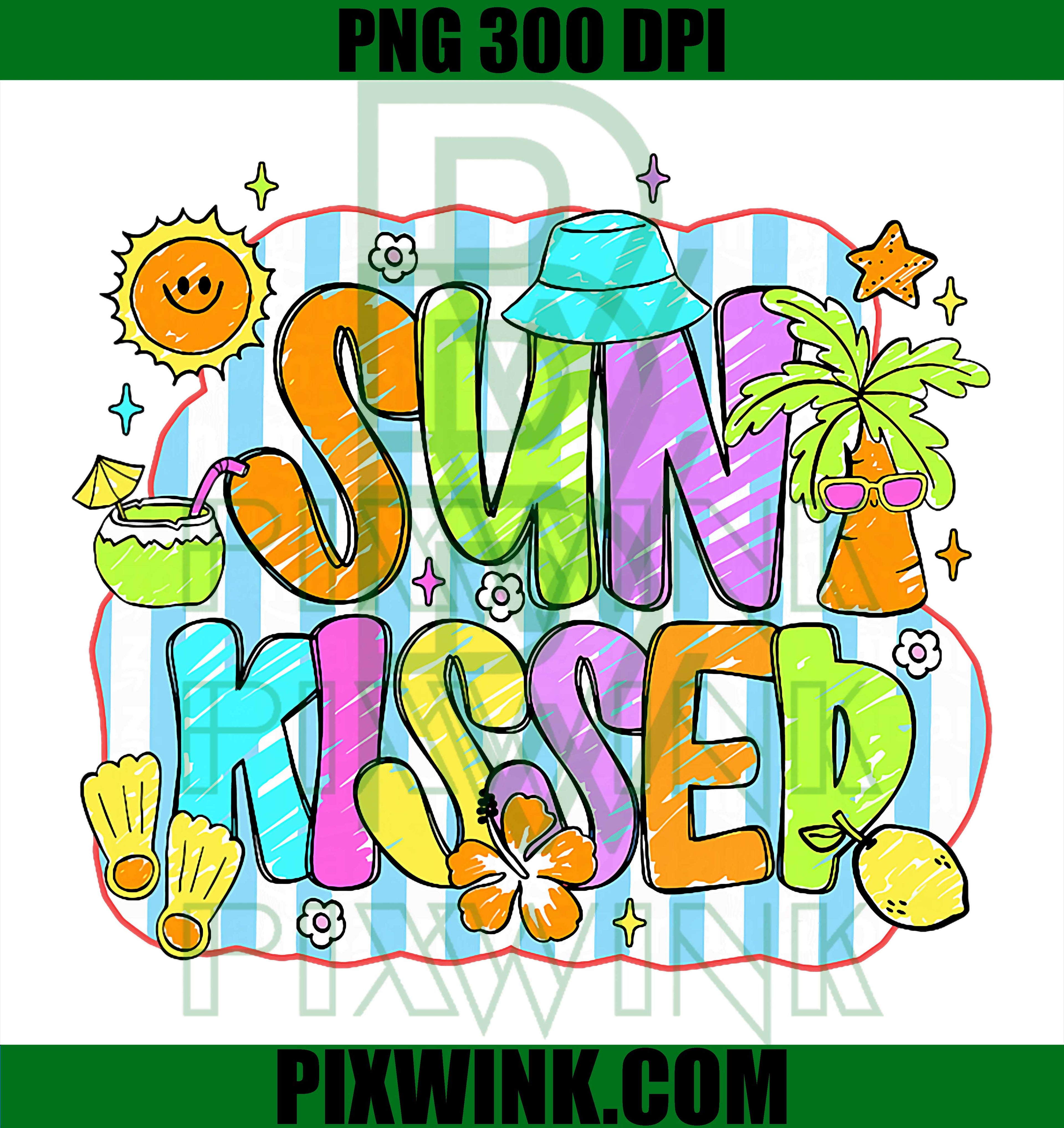 Sun Kissed Beach PNG, Preppy Summer Vacation Design PNG