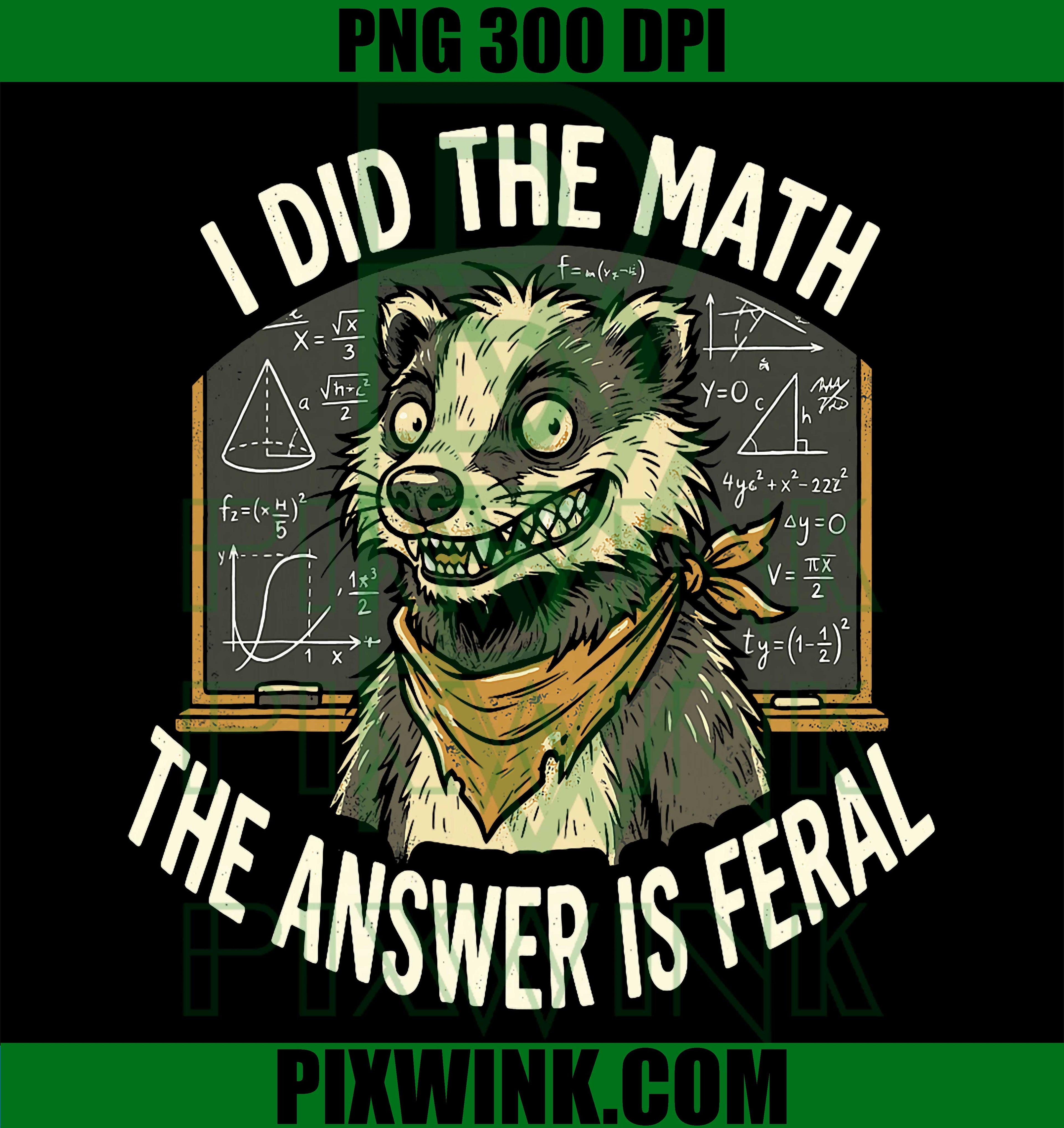 I Did The Math The Answer is Feral, Funny Teacher Student PNG Digital Download