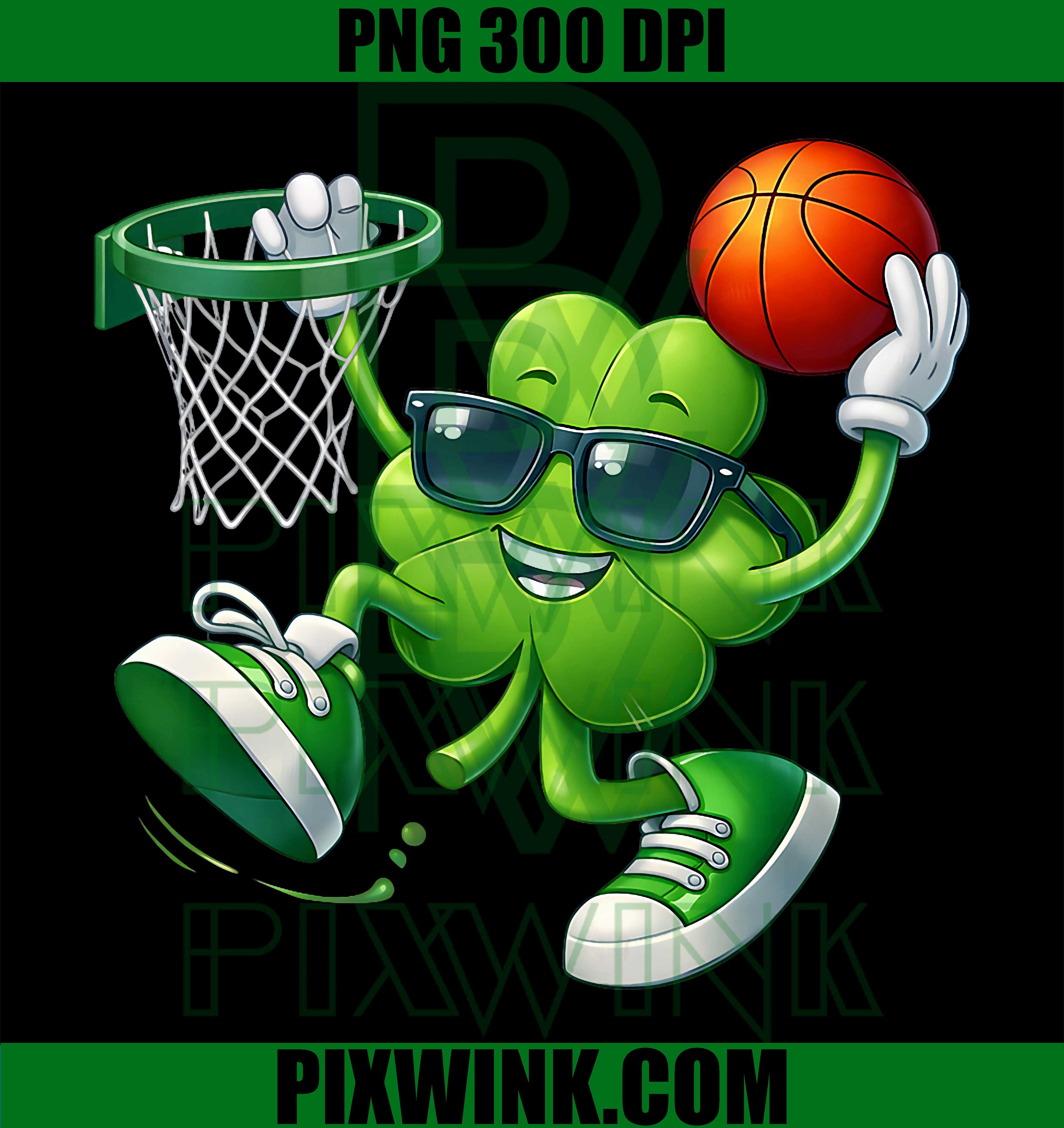 St Patrick Day Basketball PNG, Funny Shamrock Boys Kids Graphic Design PNG