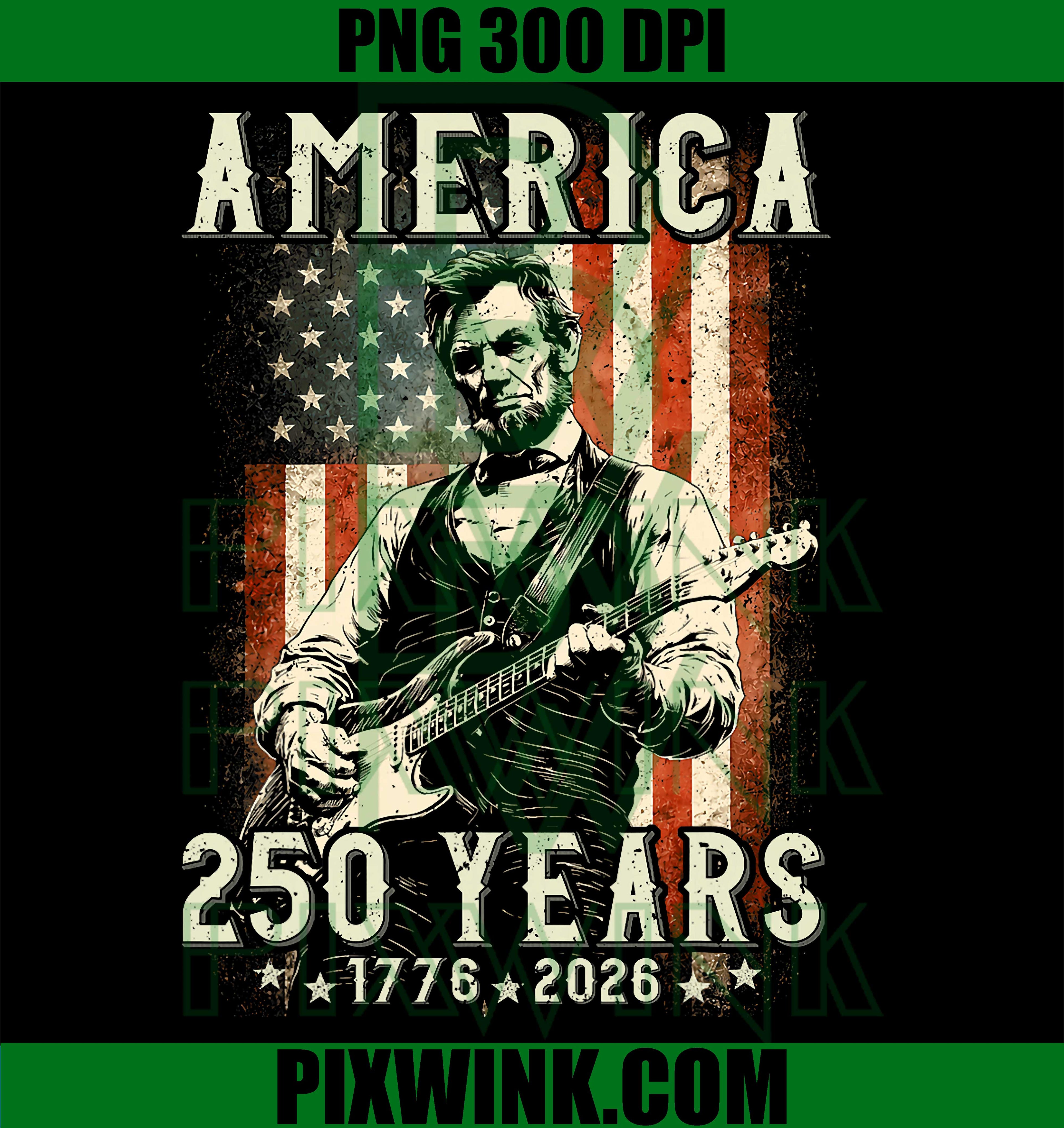 Abraham Lincoln Guitar PNG, Vintage 250 Years Abe Lincoln PNG