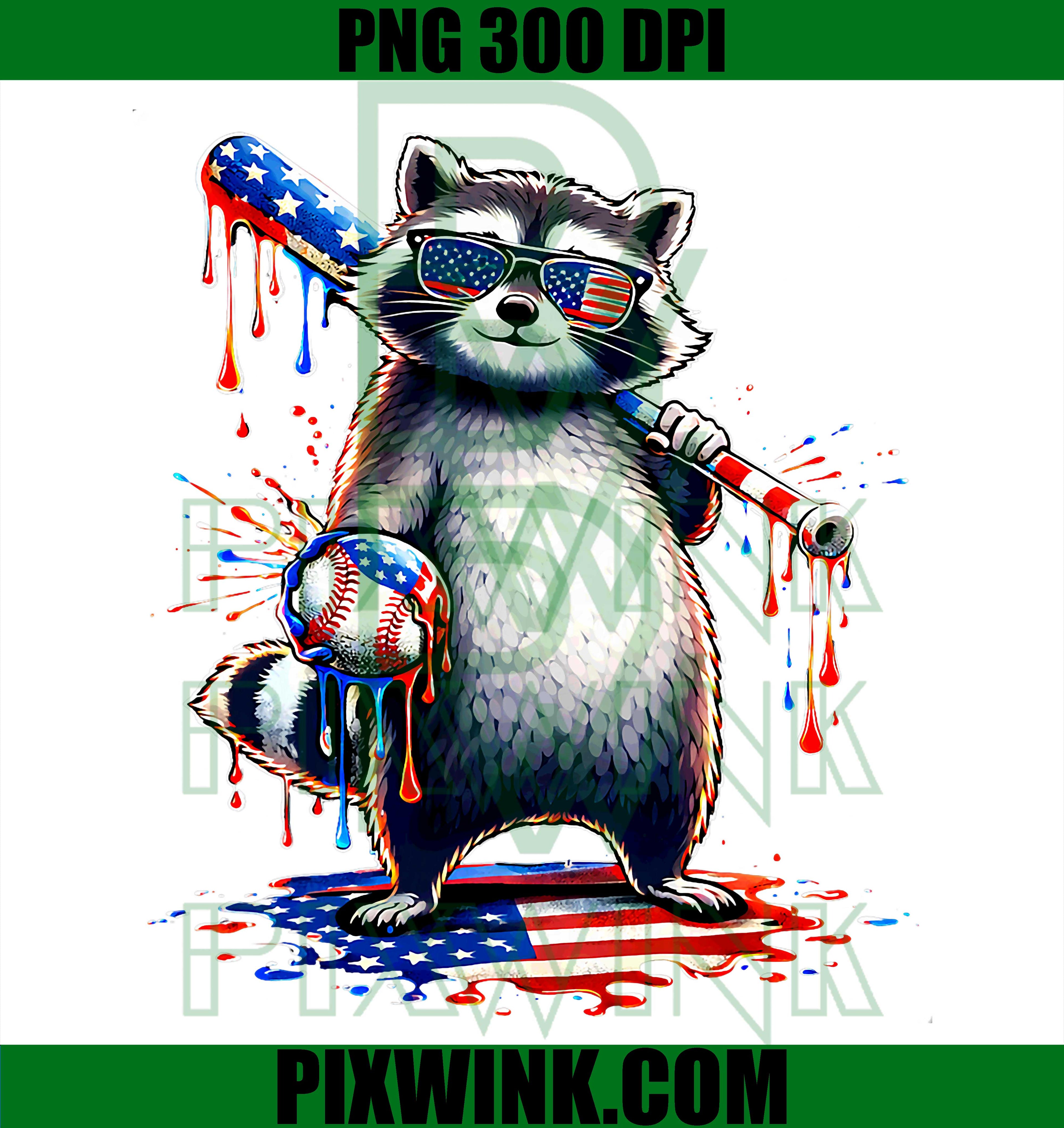 Raccoon Baseball Drip PNG, Baseball Raccoon Cartoon PNG