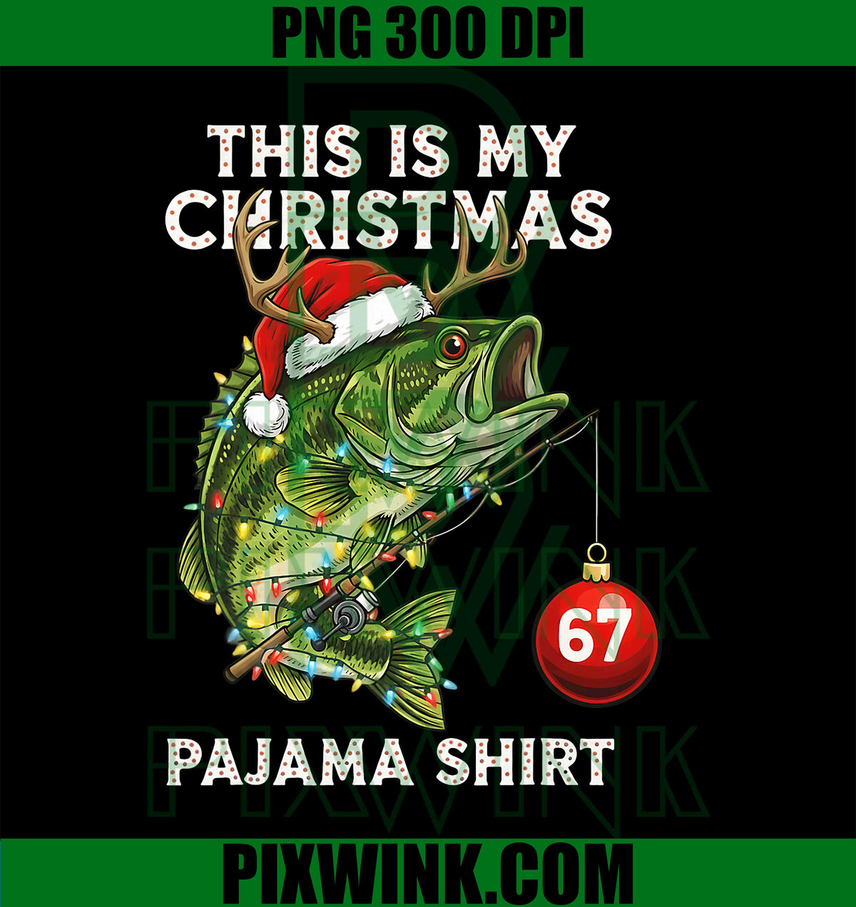 This is My Christmas PNG, Bass Fish Santa Hat PNG