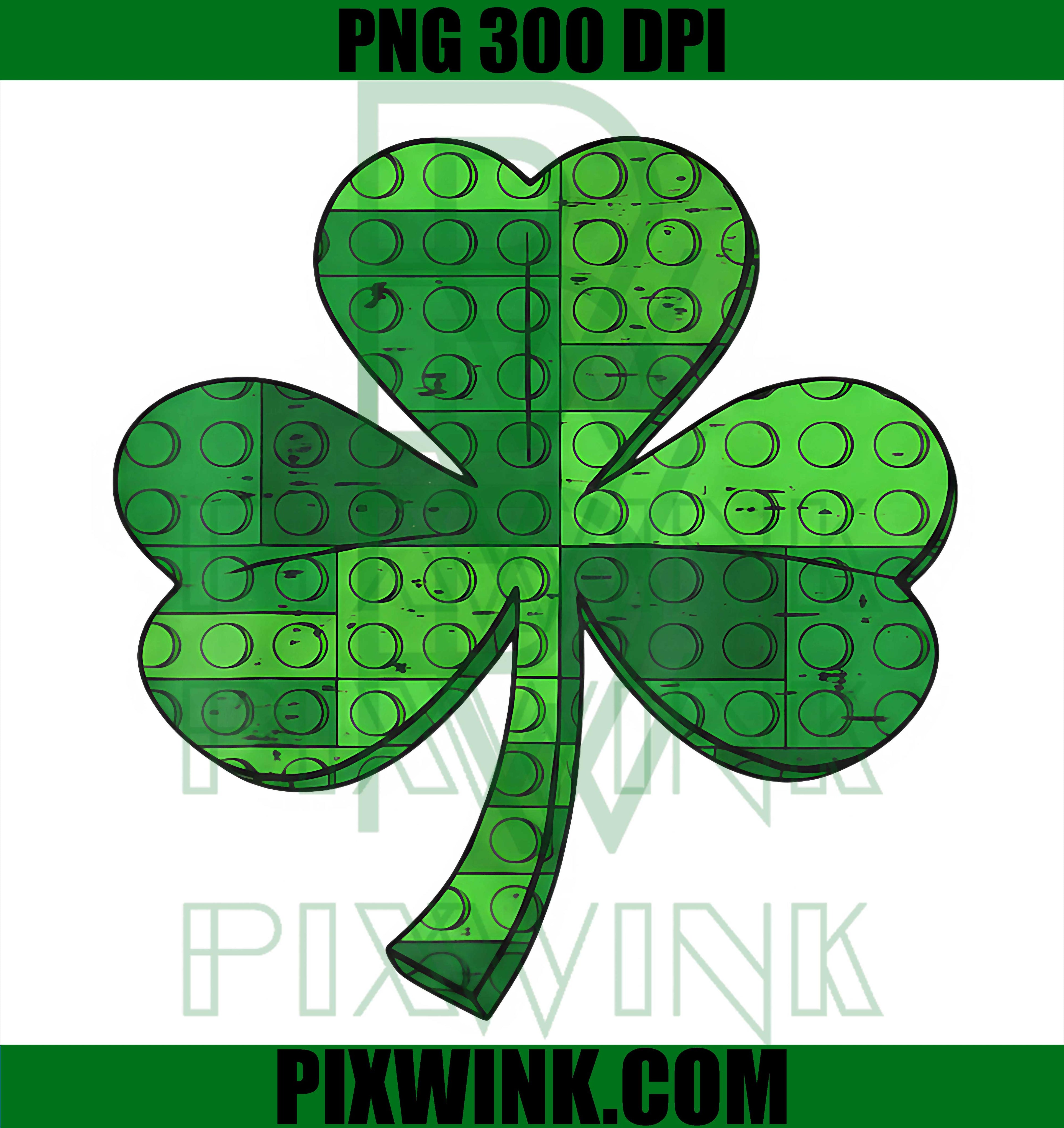 St Patrick Day Shamrock Bricks PNG, Building Blocks Kids Graphic Design PNG