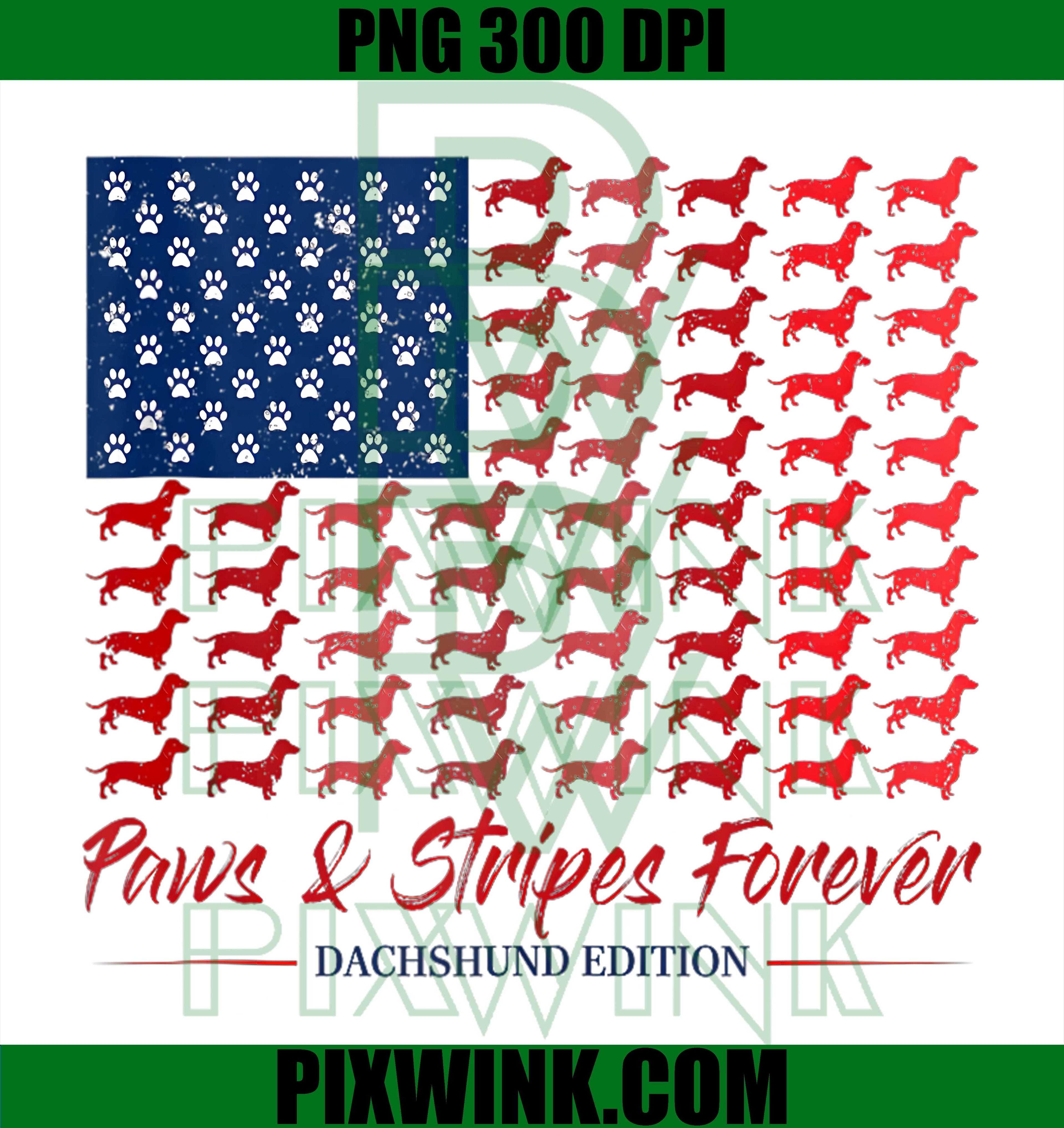 Paws And Stripes Forever PNG, Dachshund American Flag PNG, July 4th Dog PNG