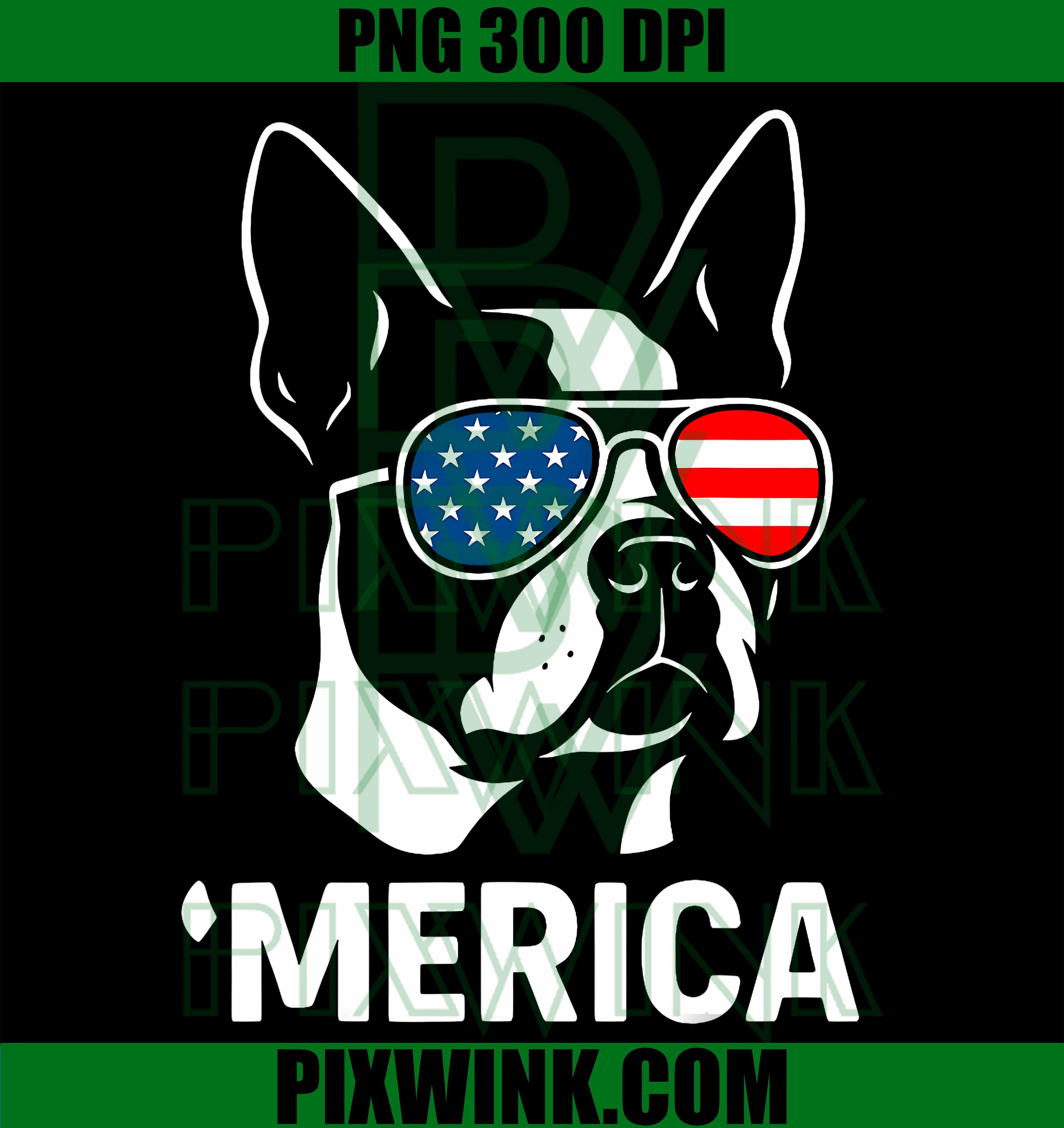 Merica Boston Terrier American Flag PNG, 4th of July Dog Graphic PNG