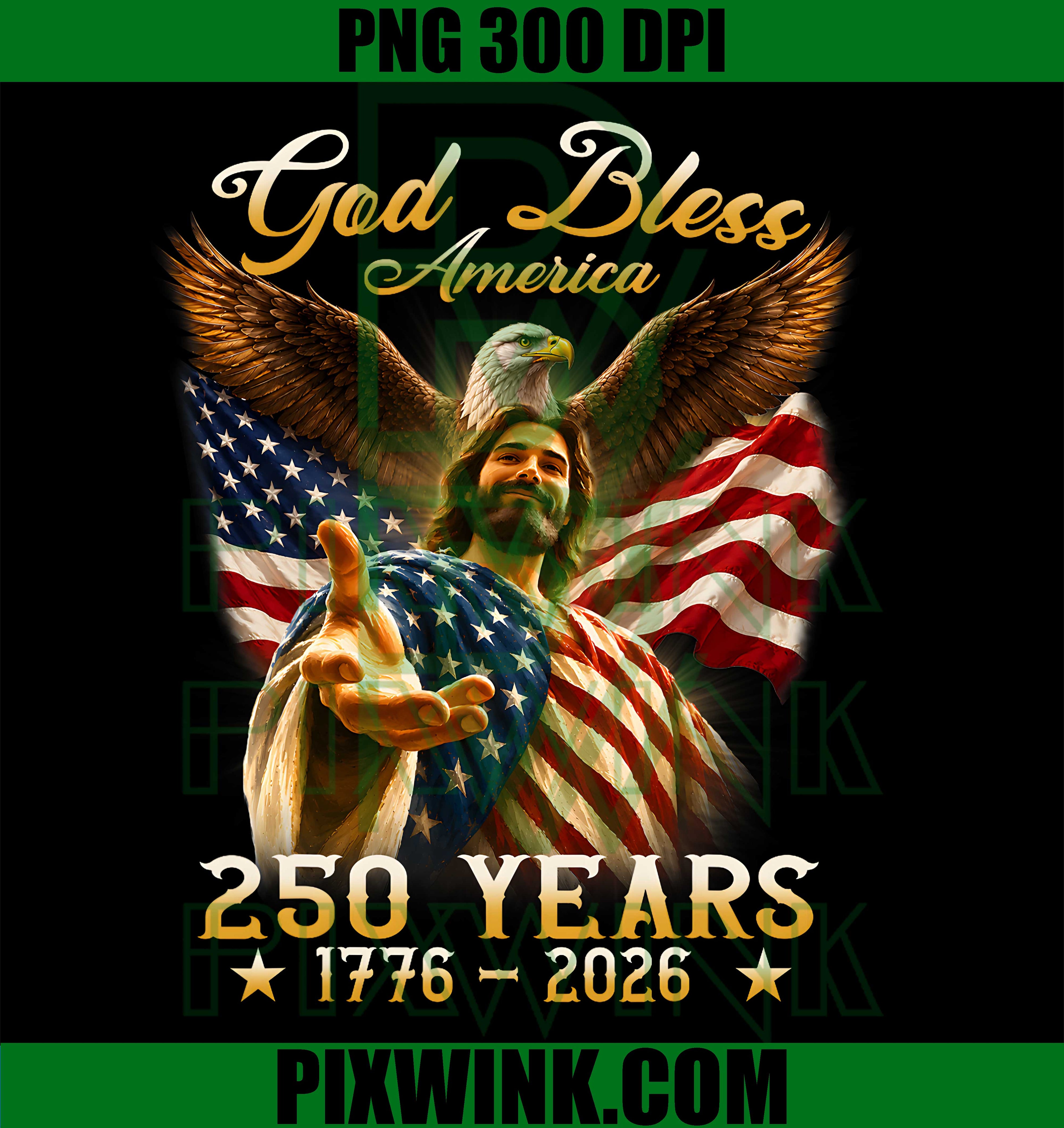 God Bless America PNG, 1776 2026 USA PNG