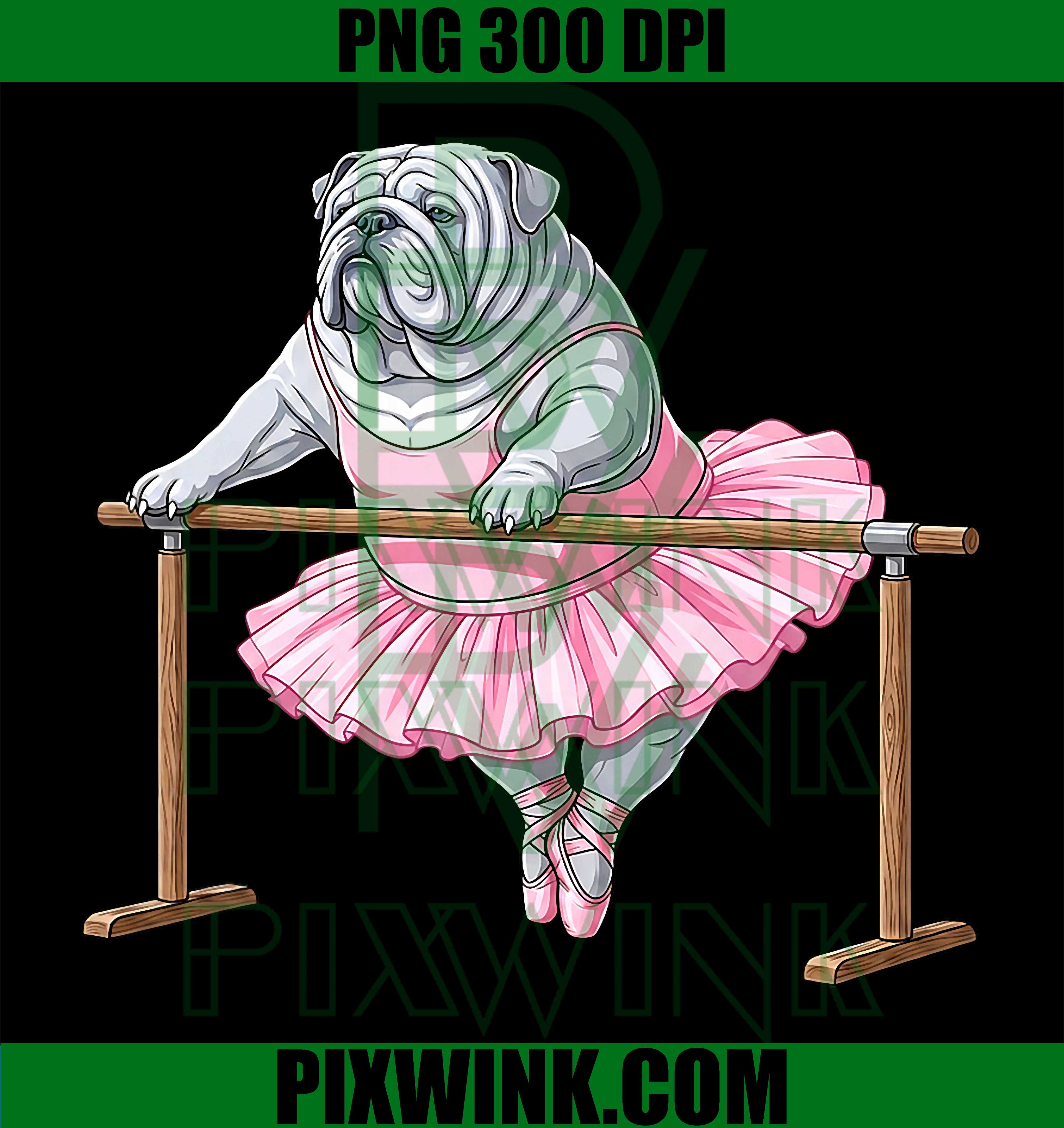English Bulldog Ballet PNG, Dancing Dog Lovers Vintage PNG