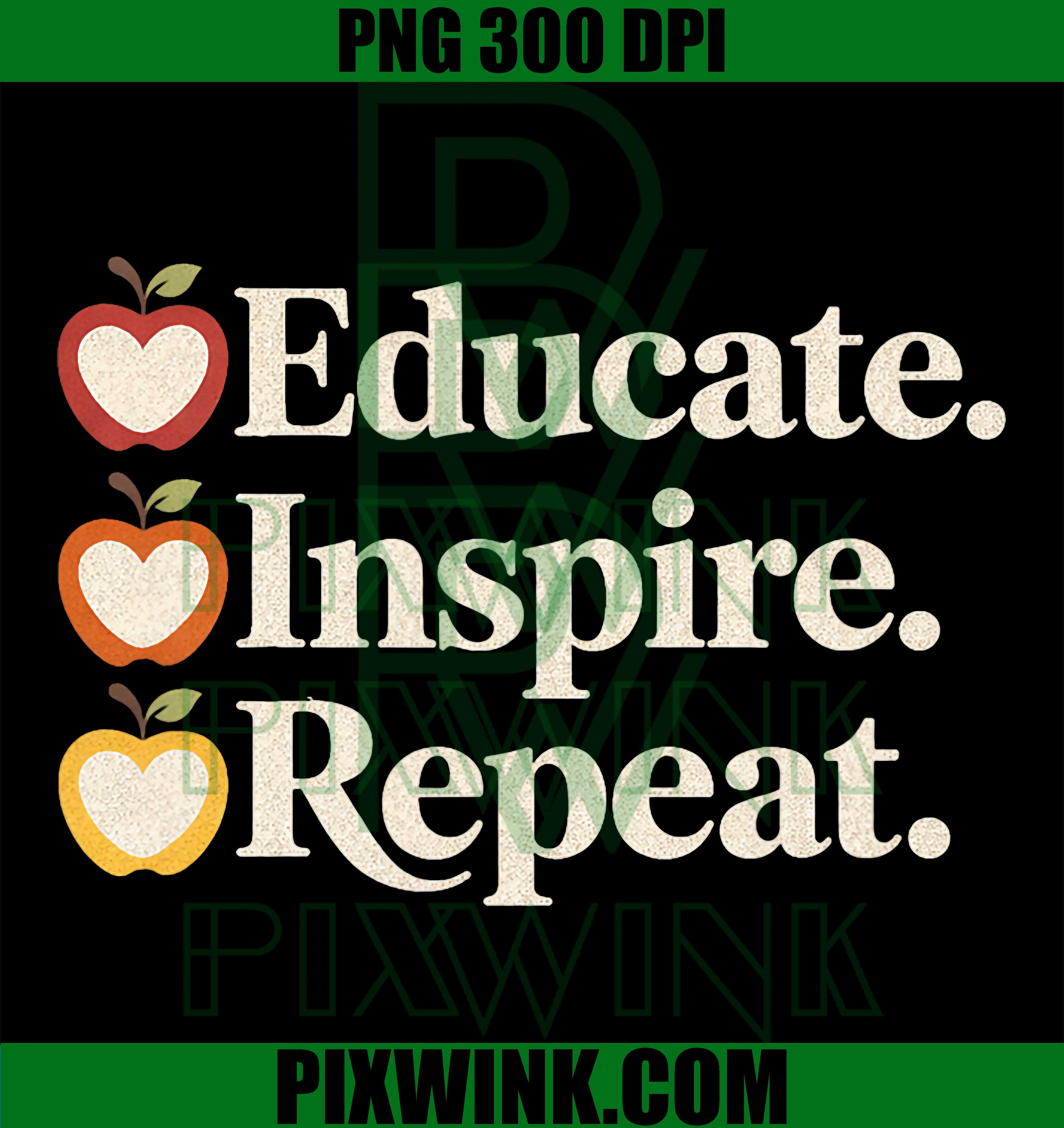 Teacher Aesthetic Educate Inspire PNG, Repeat Retro Education Design