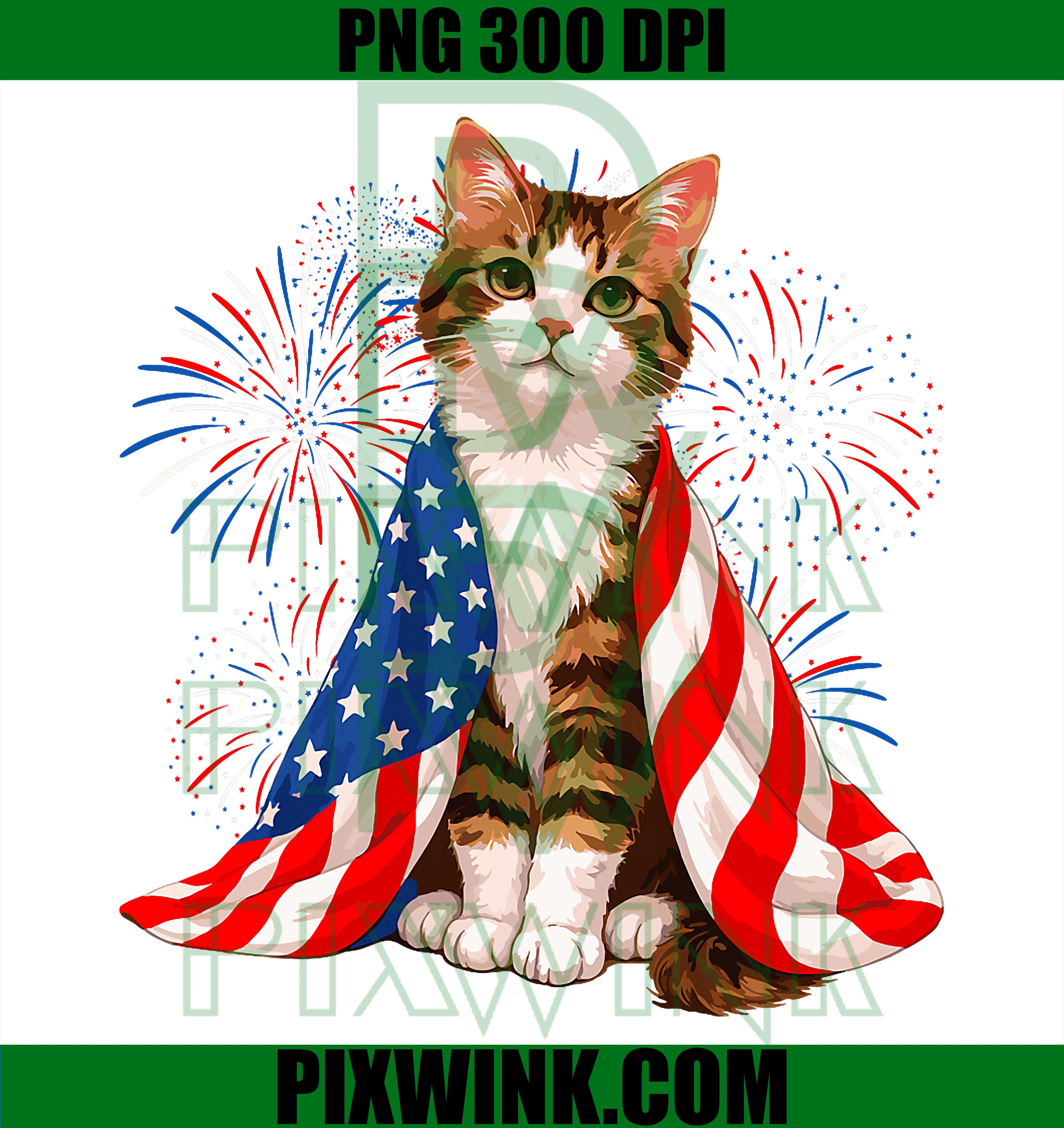 Cat American Flag PNG, Patriotic Independence Day Kitten PNG