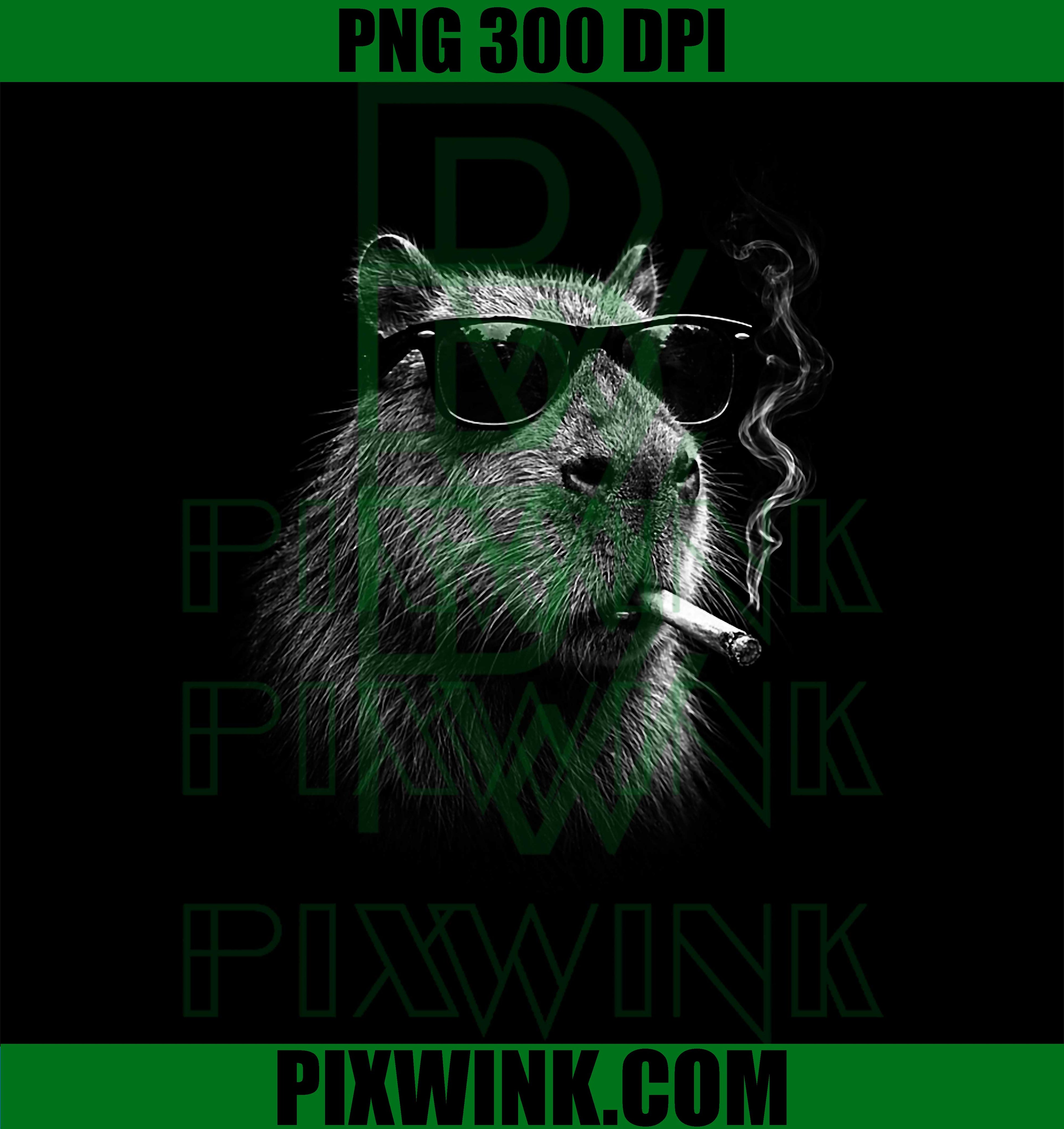 Cool Capybara Smoking PNG, Nerd Glasses PNG, Funny Animal Street Art PNG