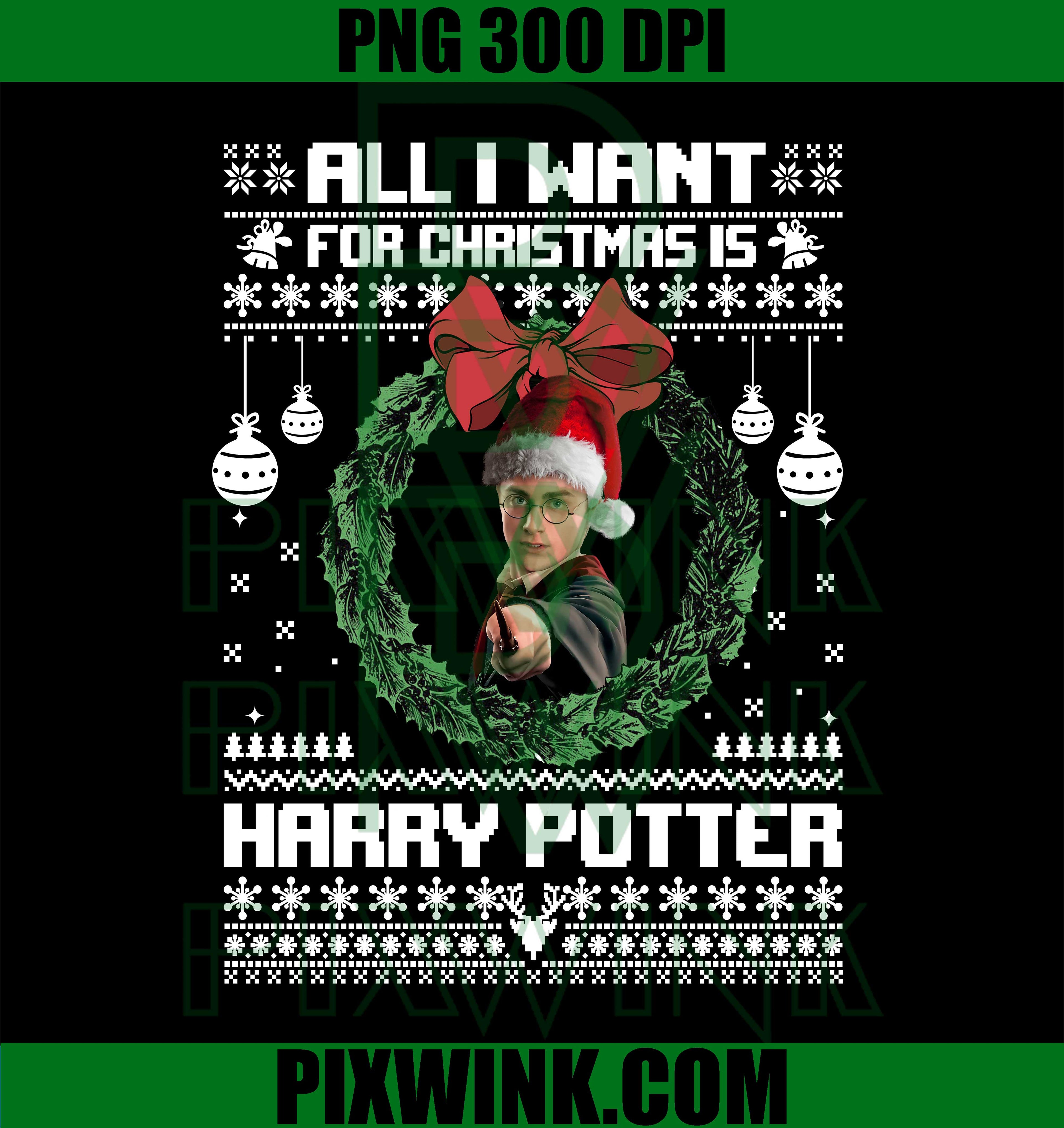 All I Want For Christmas Is Harry Potter PNG, Hogwarts Christmas PNG