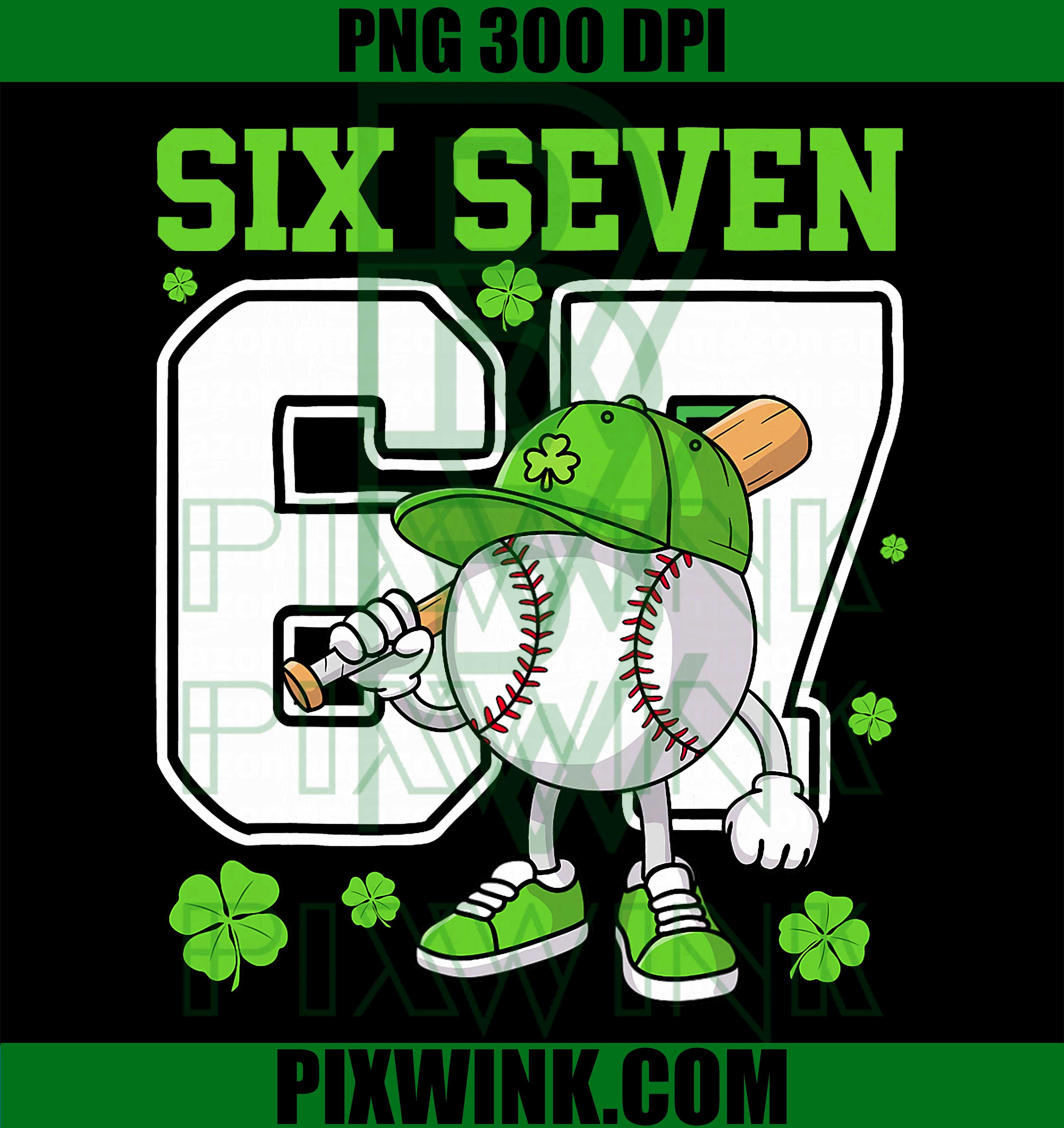 Boys St Patrick’s Day 67 Six Seven Baseball PNG, Ice Cream Drip Shamrock Baseball PNG