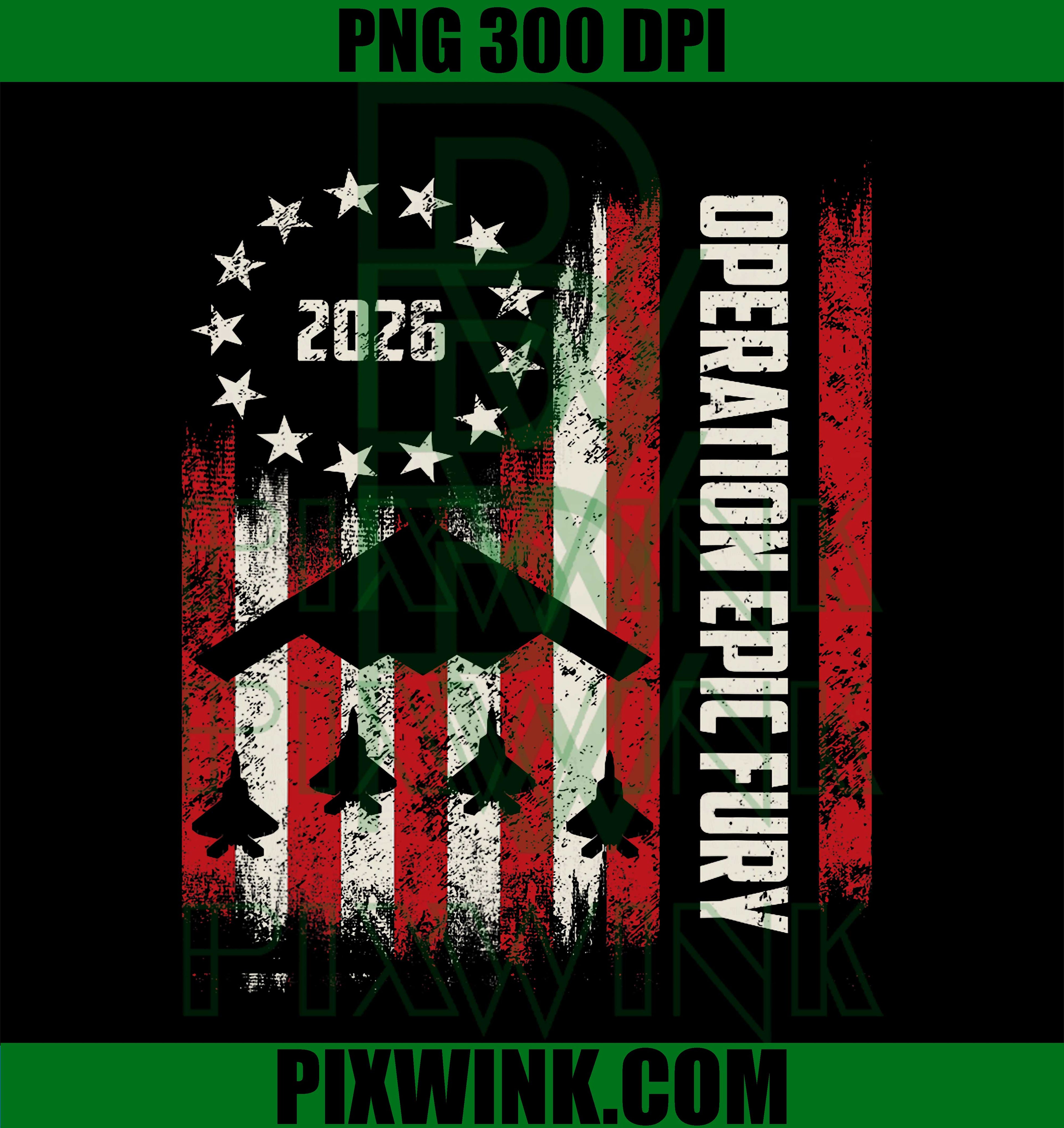Operation Epic Fury American Flag PNG, Patriotic Military Inspired Graphic Design PNG