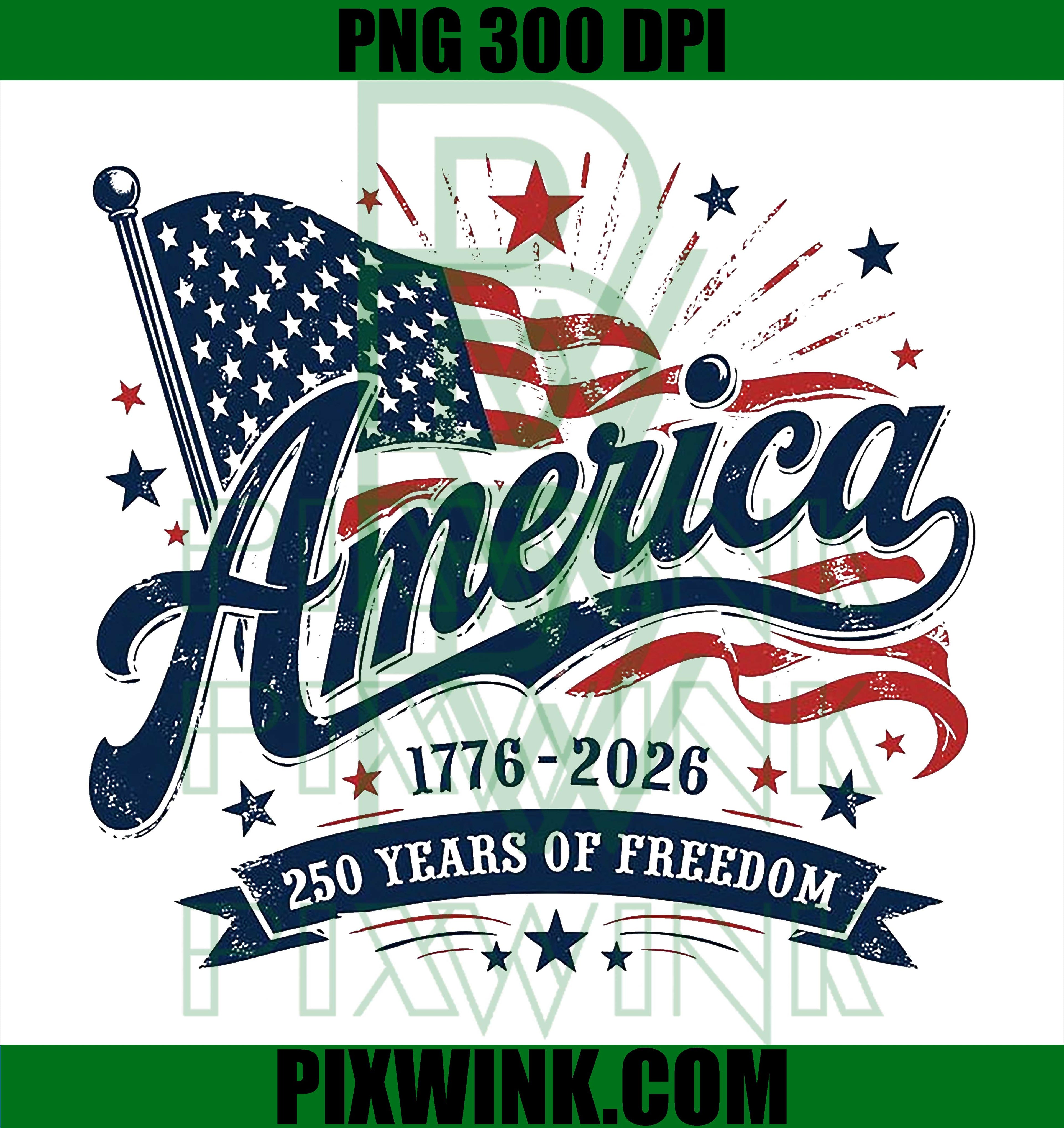 America 250 Patriotic Flag PNG, 250 Years Freedom PNG