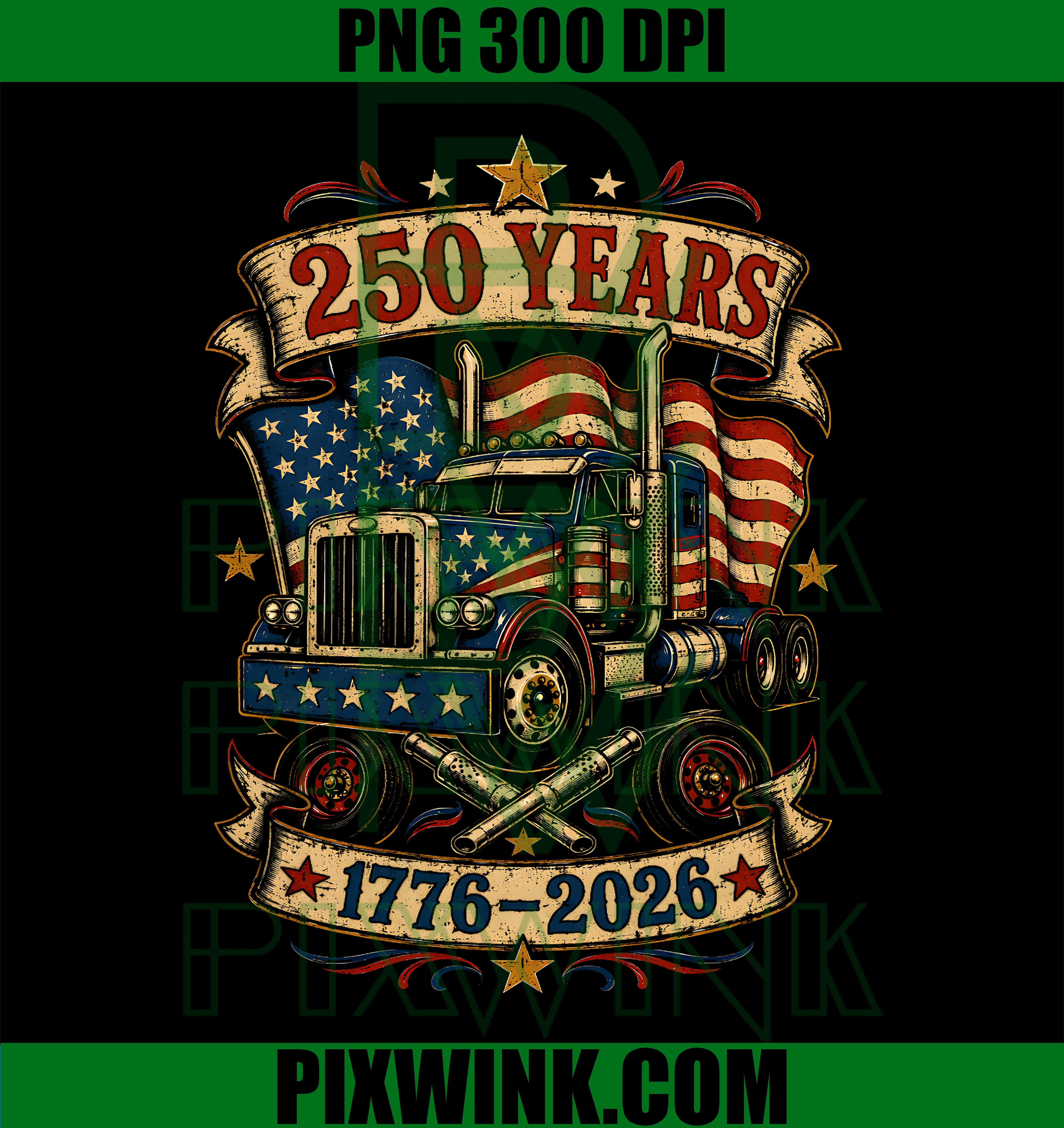 250 Anniversary USA Trucker PNG, 4th of July Patriotic PNG