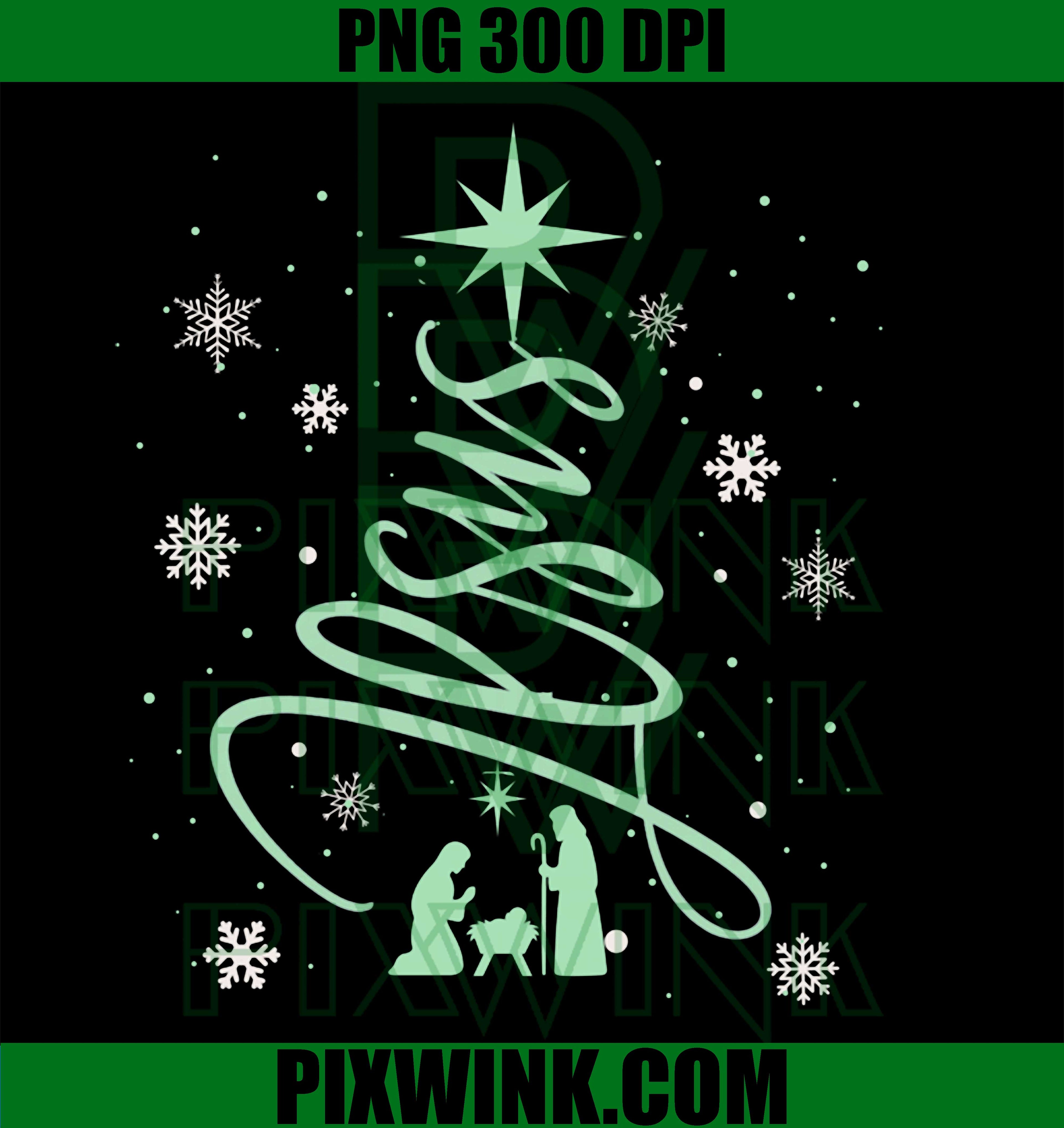 Jesus Tree Christian Christmas Faith Snowflakes Nativity PNG