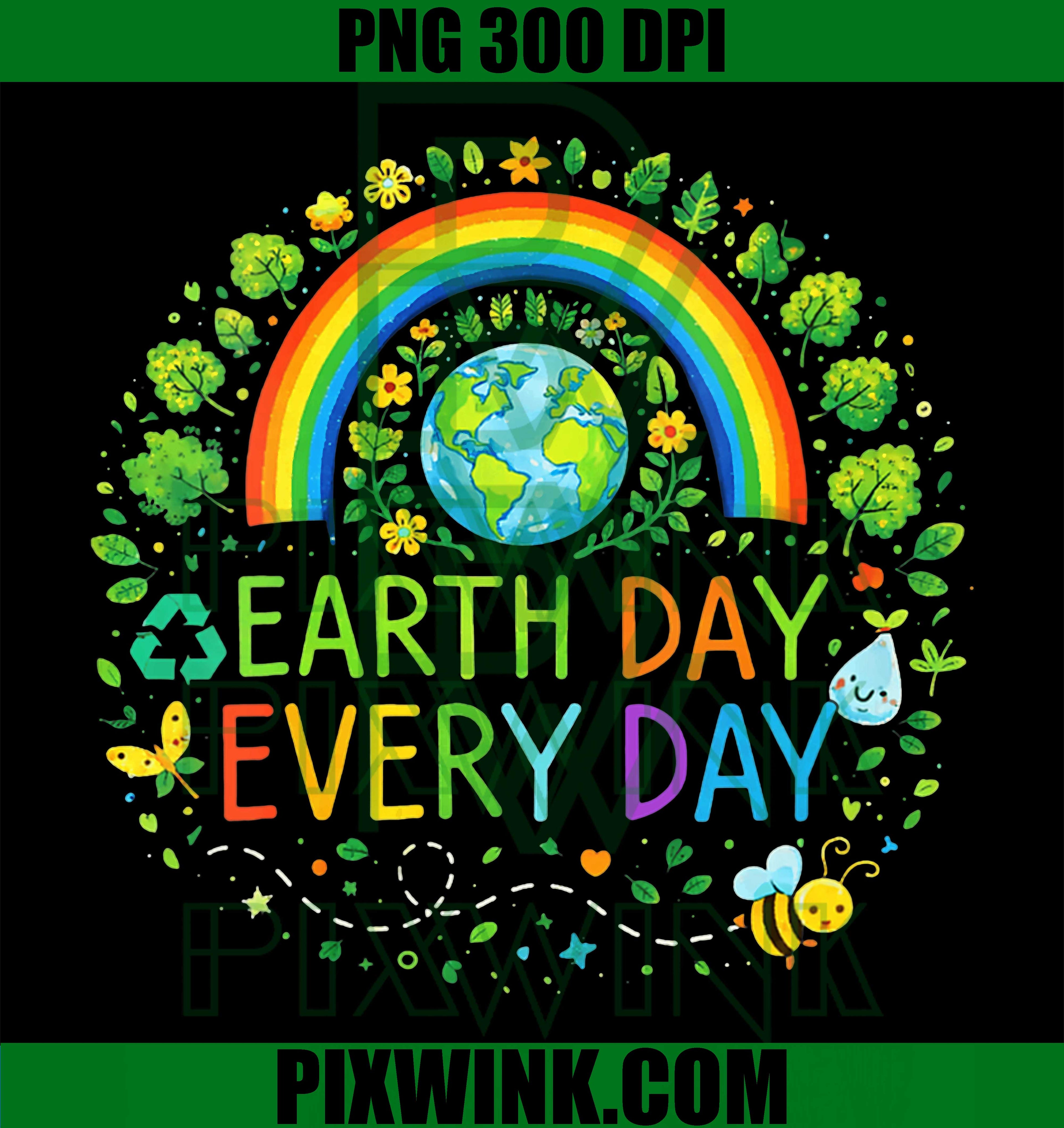 Earth Day Every Day Rainbow Trees PNG, Women Nature Environmental Design PNG