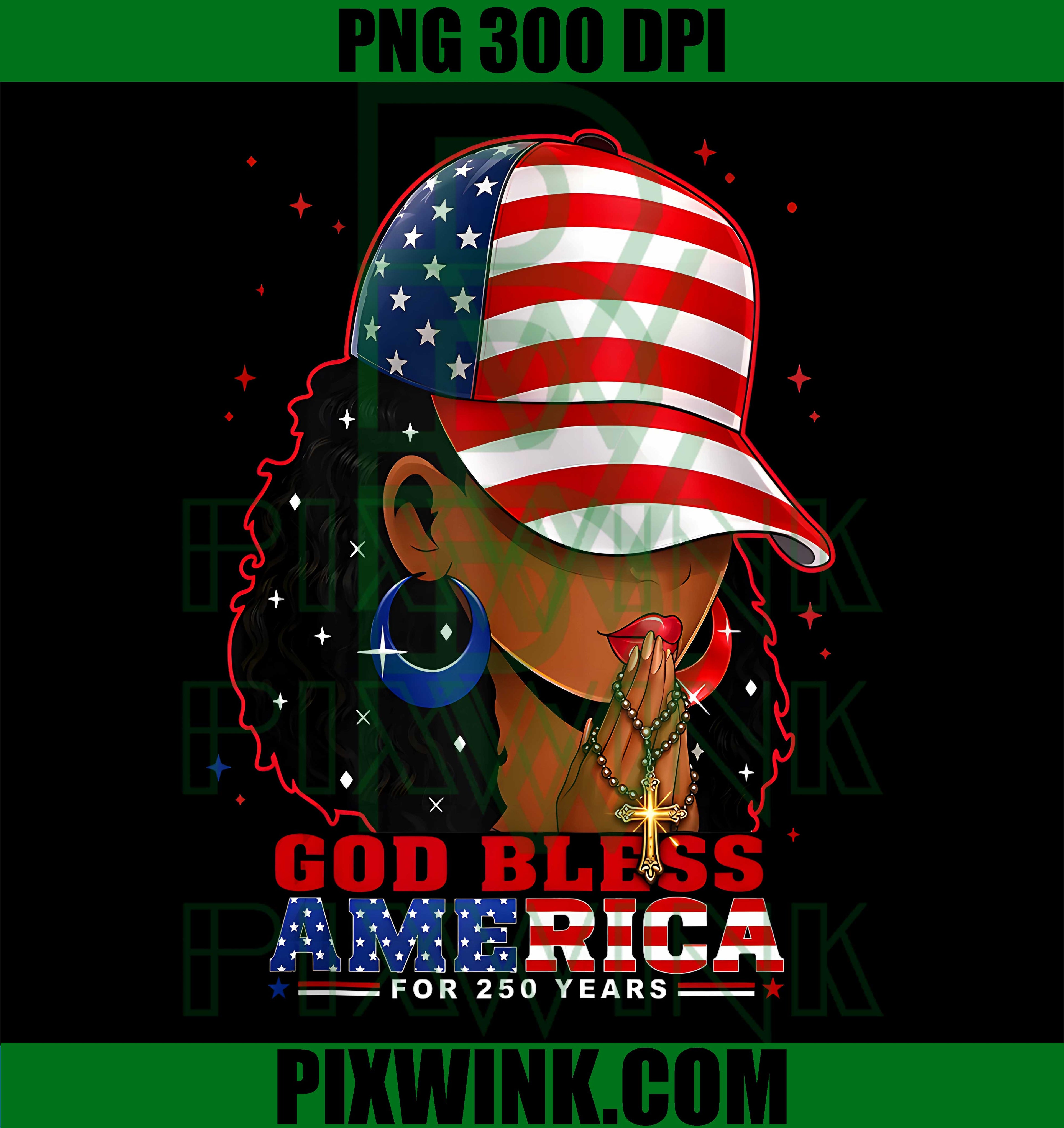 God Bless America PNG, Black Woman Cap PNG